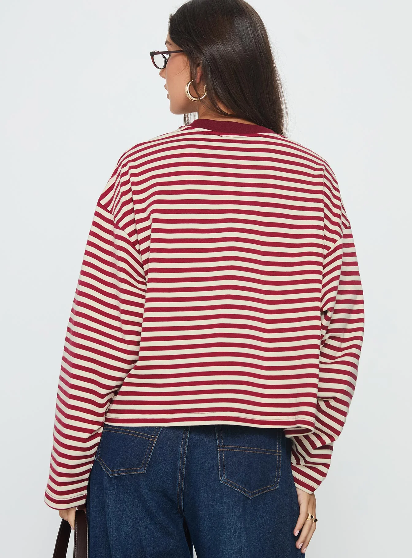 Bloom Long Sleeve Top Wine Stripe