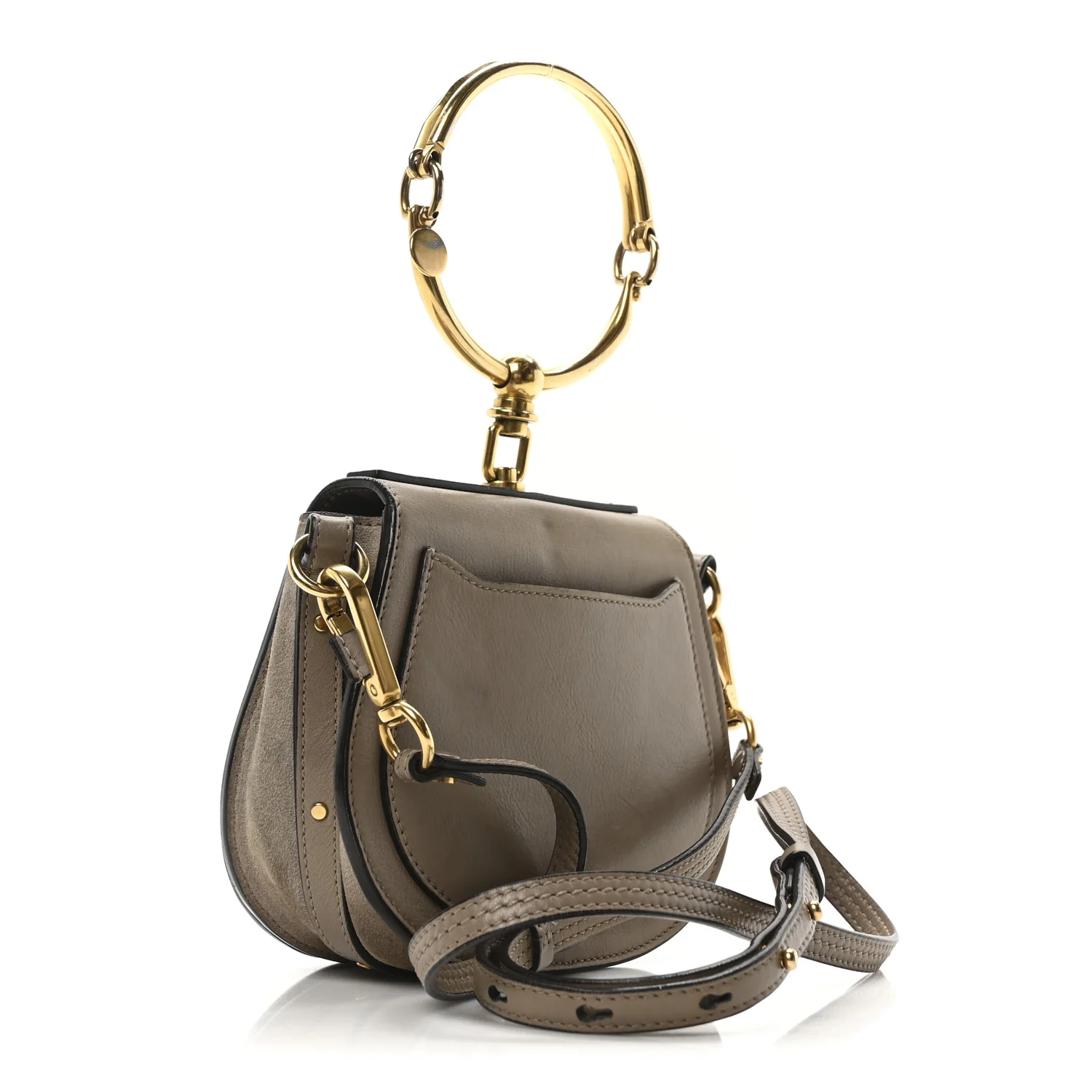 Calfskin Suede Small Nile Bracelet Bag Motty Grey - Top Club