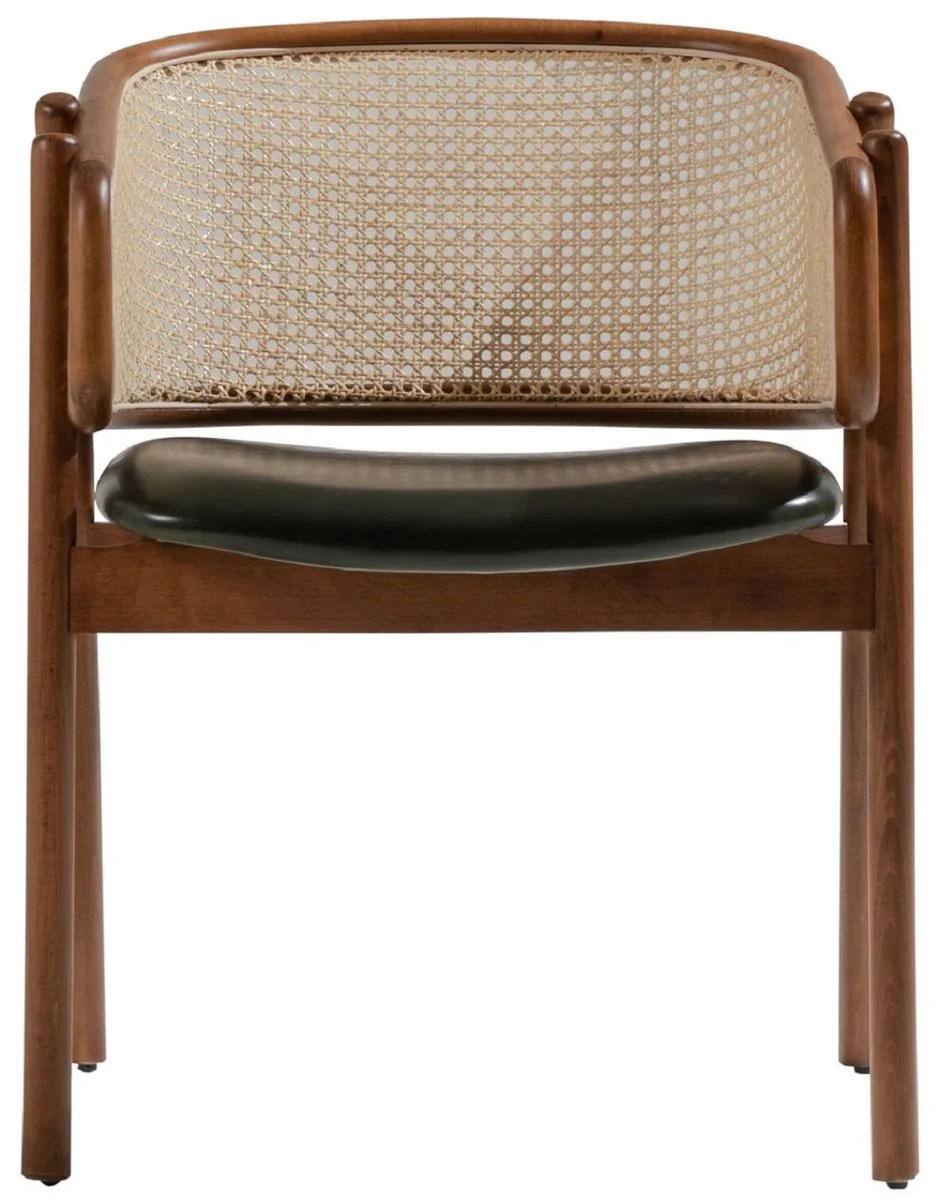 Luxury dining room chair with armrests brown / natural / dark green H. 77 cm