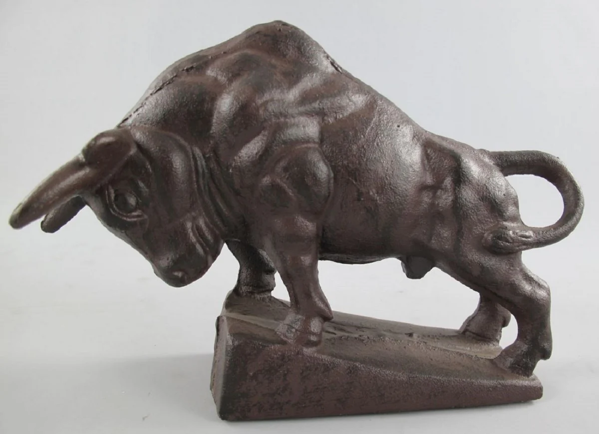 Metal decorative figure bull brown 27 cm - desk decoration figure