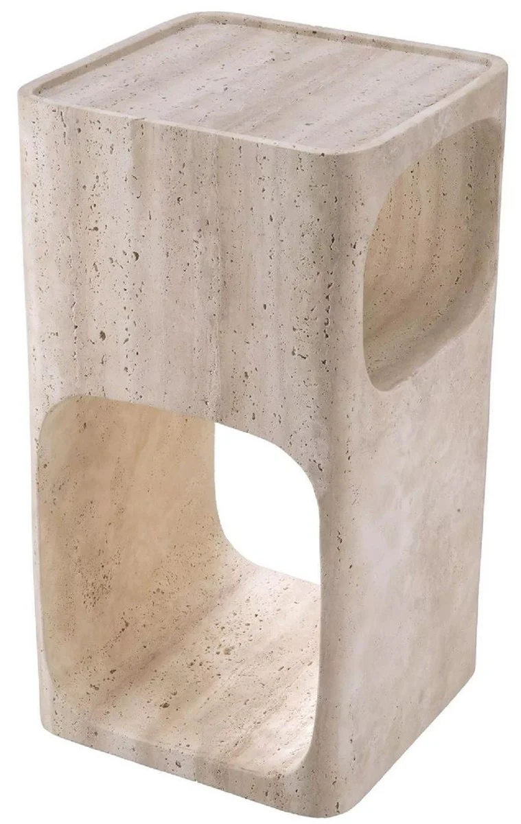 Luxury travertine side table beige 30.5 x 30.5 x H. 56.5 cm - natural stone side table - living room furniture - hotel furniture - travertine furniture - luxury furniture - luxury furnishings