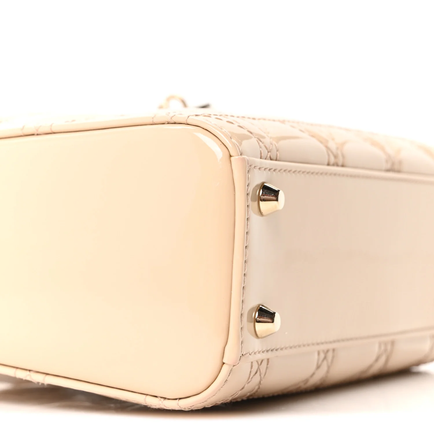 Patent Cannage Mini Lady Dior Beige - Top Club