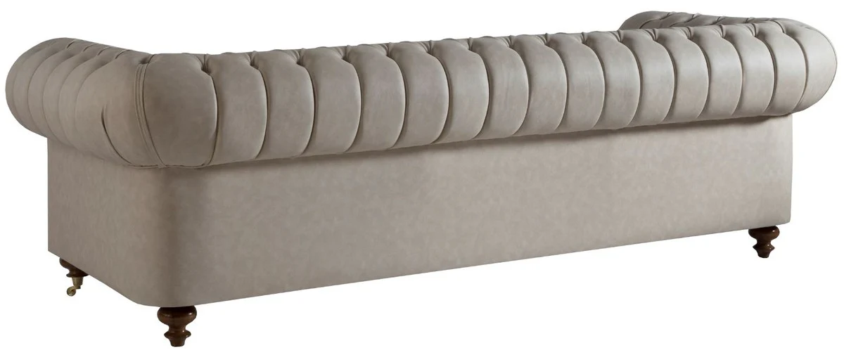 Luxury Chesterfield sofa gray / brown 240 x 100 x H. 78 cm - Noble living room sofa - Chesterfield furniture