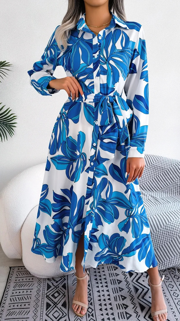 Women's Floral Belted Dress - Nordfashionstorm - Women's Clothing, Fashion for You - Nordfashionstorm.com