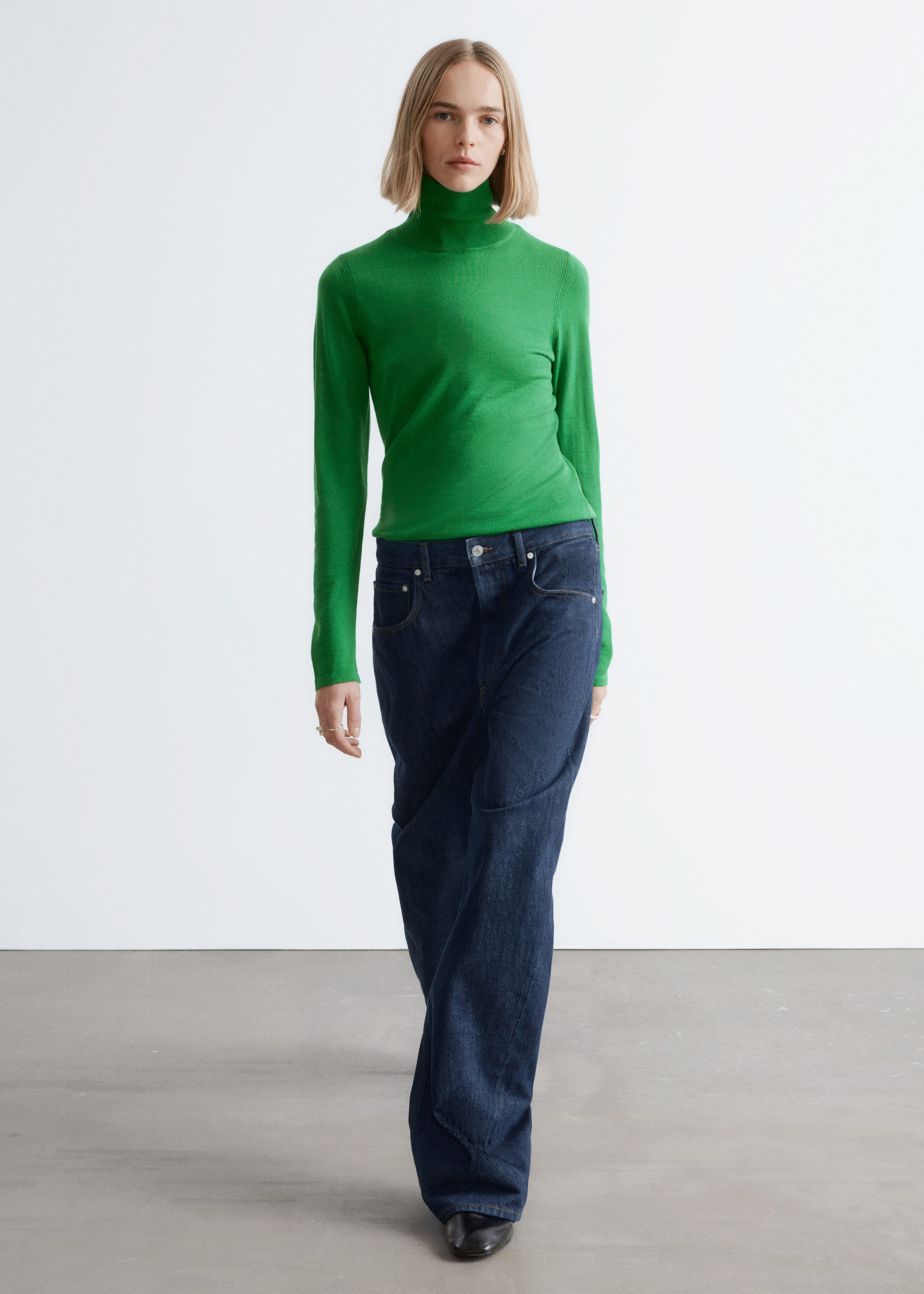 & Other Stories MERINO WOOL POLO NECK TOP