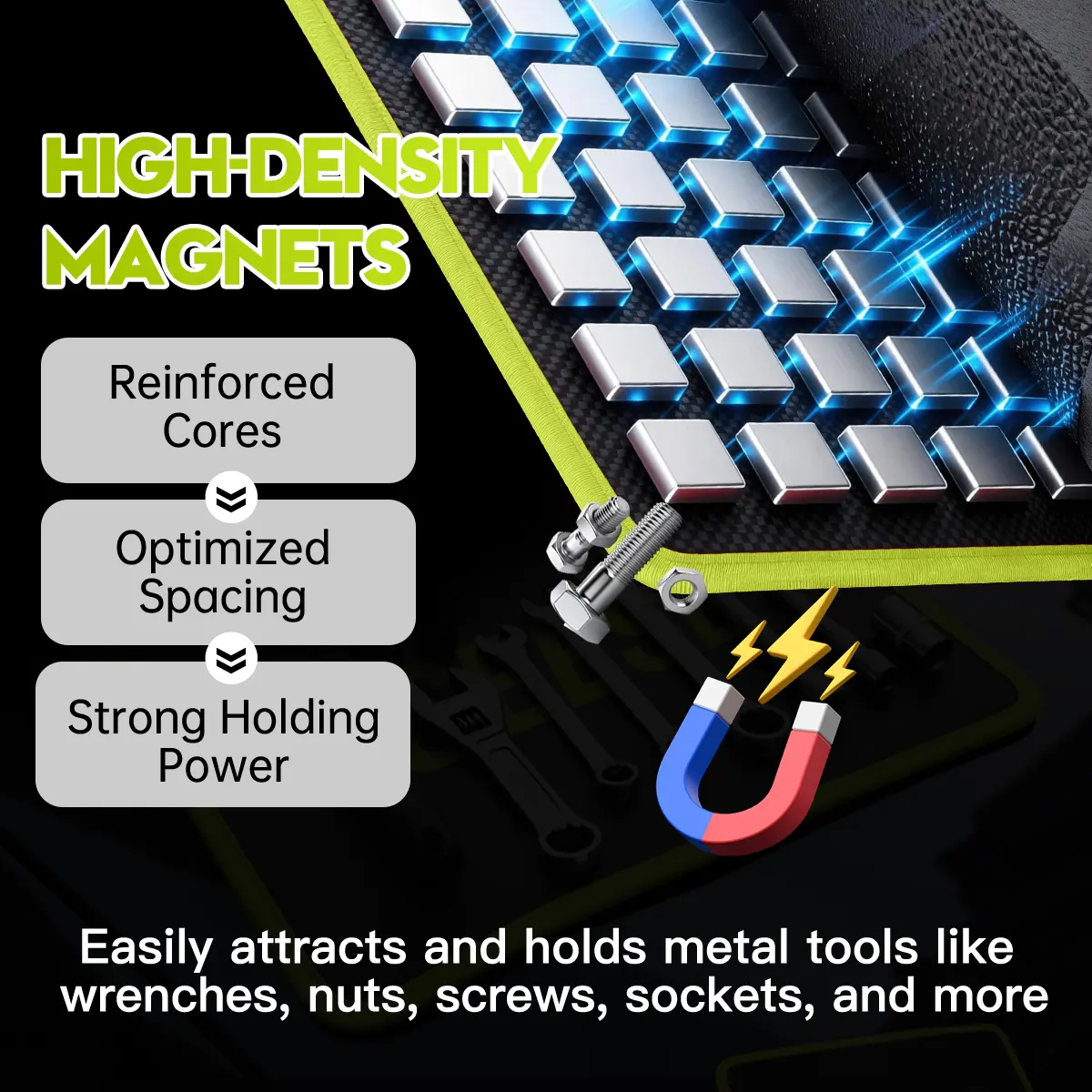 SEESE 3PC Flexible Magnetic Tool Mat & Tray Holder - Magnetic Tool Tray, Flexible Magnetic Mat, PVC & Non-Slip for Garage Workshop, Auto Repair Tools fathersdaygiftideas