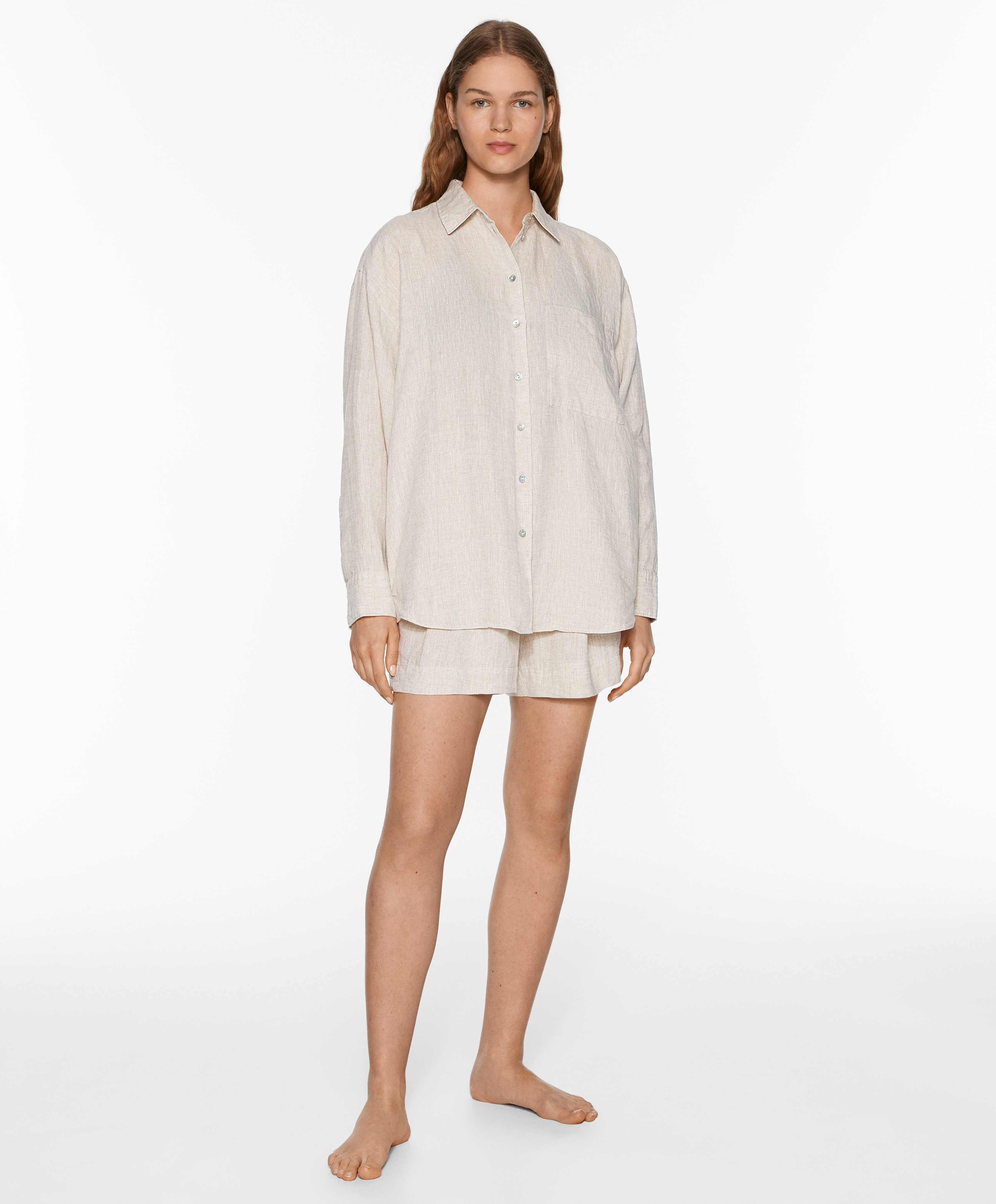 OYSHO 100% linen tailored-fit shorts