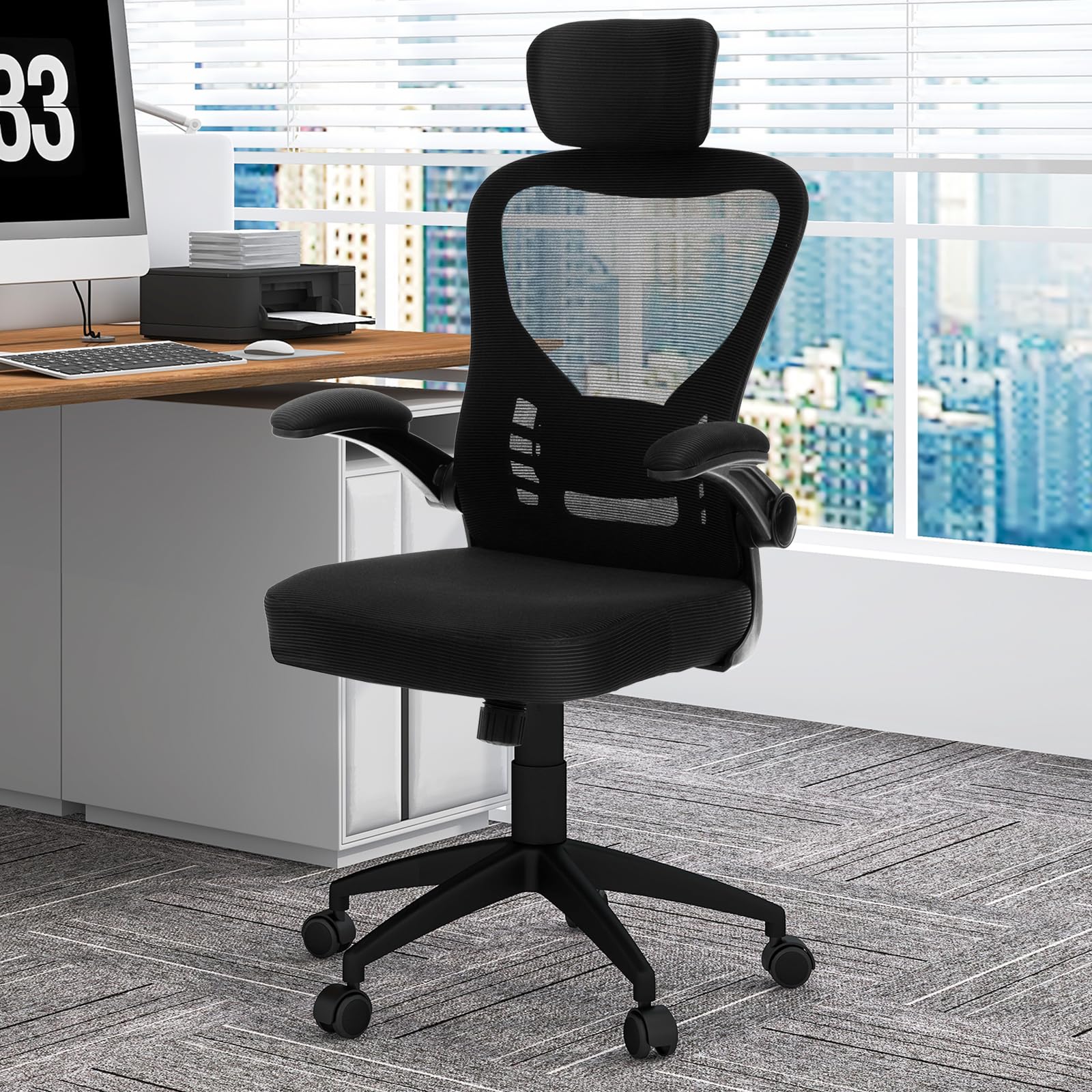 BEFOUNDLOVELY Ergonomic Mesh Office Chair, Home Office Desk Chair with Adjustable Headrest and Lumbar Support