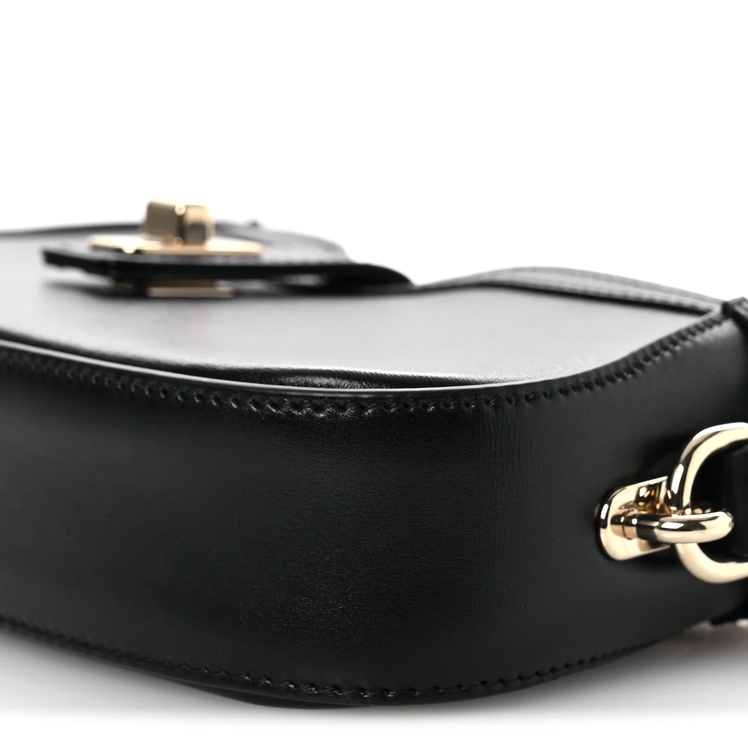 Calfskin Mini Moon Side Shoulder Bag Black - Top Club