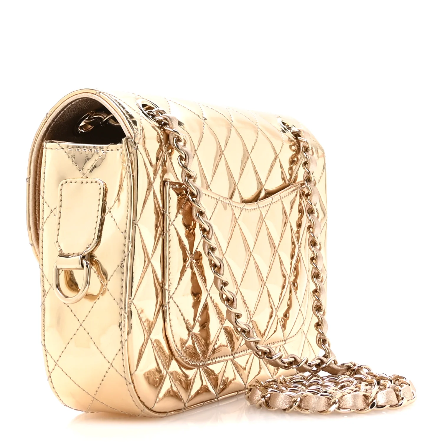 Mirror Calfskin Metallic Calfskin Medium Hollywood Boulevard Flap With Star Coin Purse Light Gold - Top Club