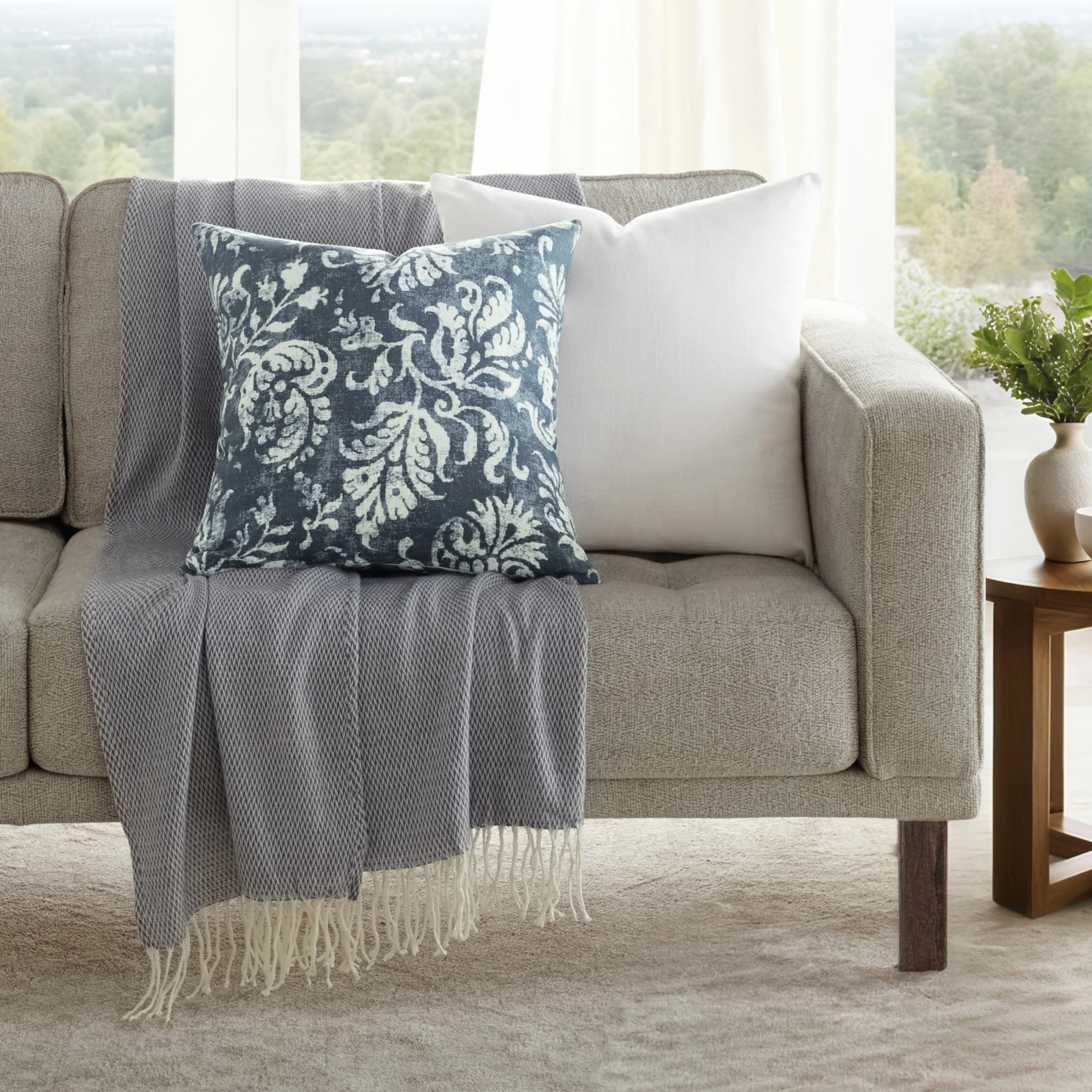 2-Pack Distressed Floral Décor Throw Pillows