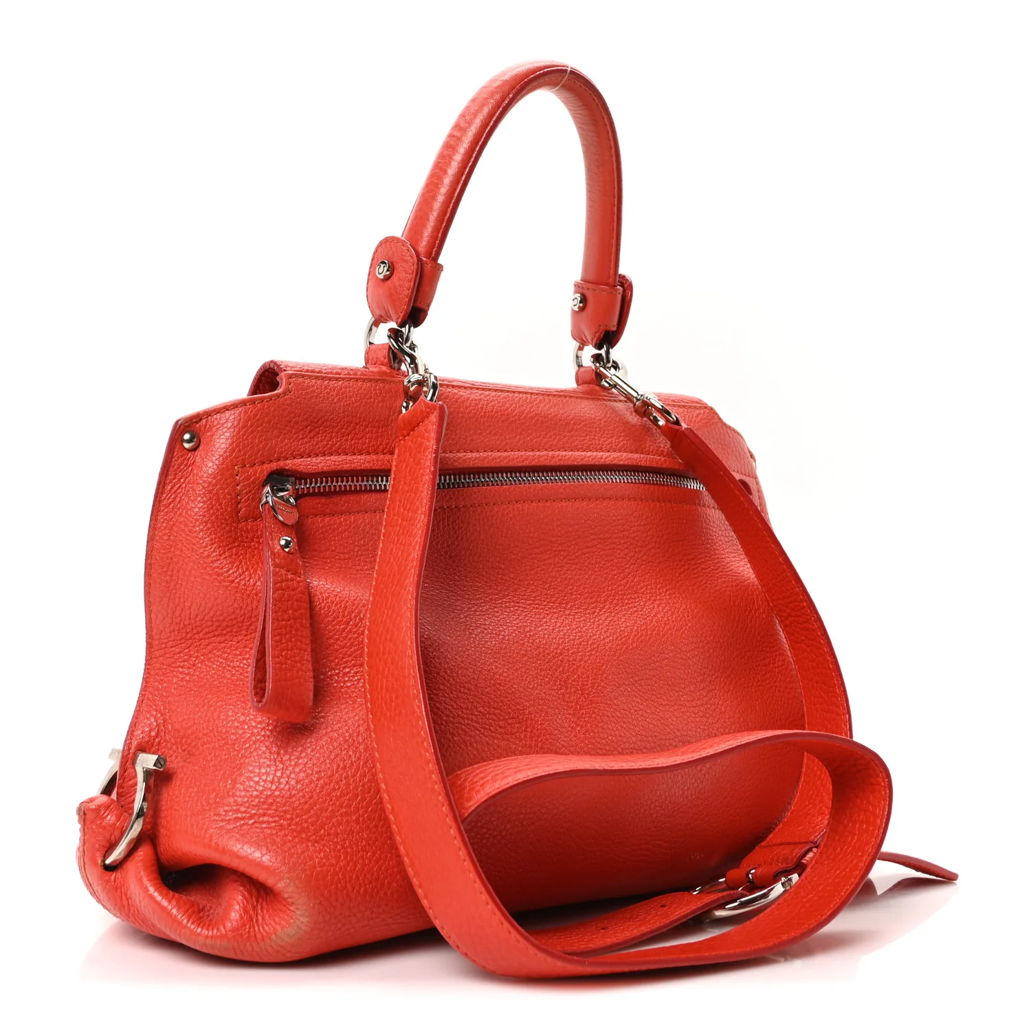 Grained Calfskin Large Sofia Satchel Sunset - Top Club