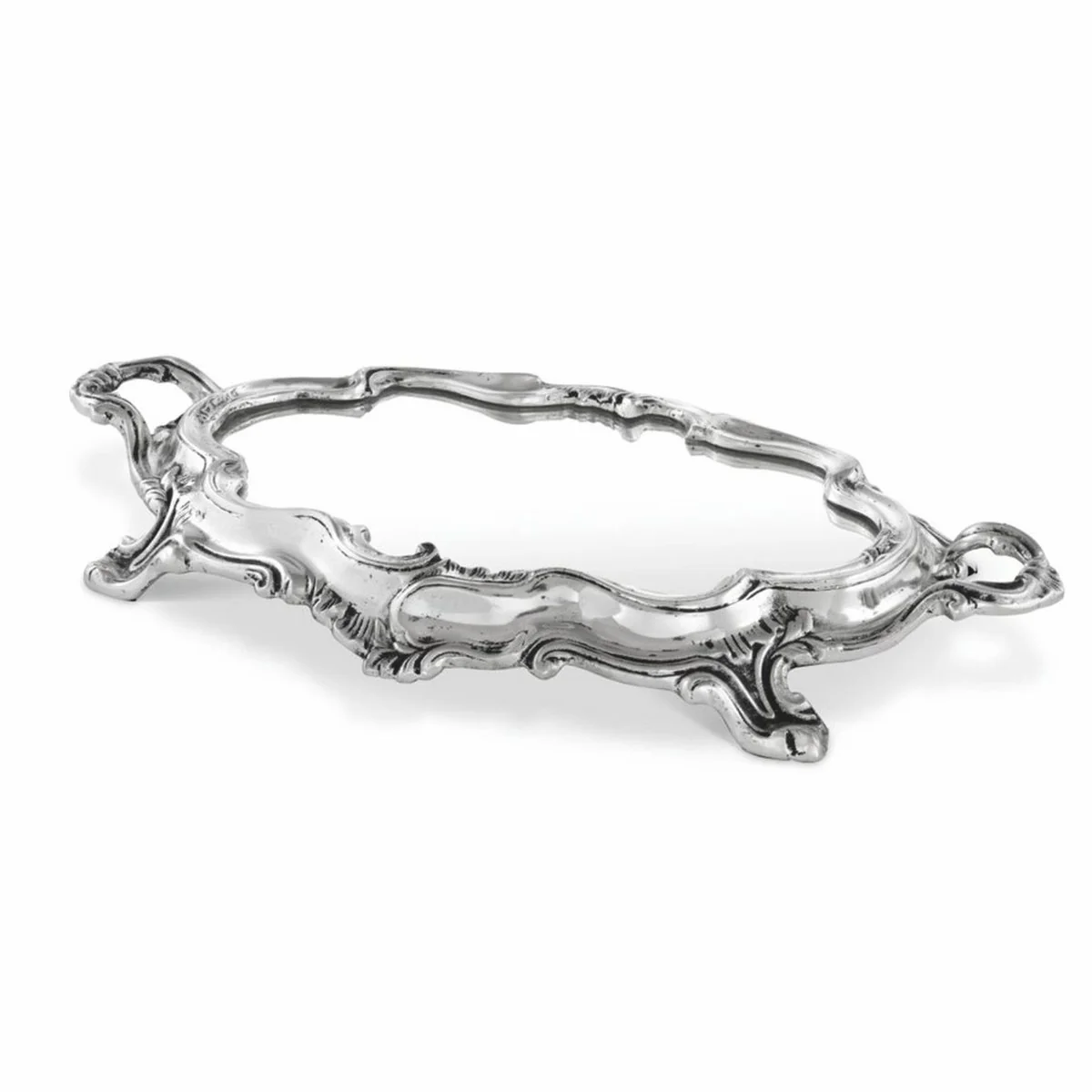 Luxury Baroque Tray Antique Silver 35.5 cm - Mirrored Baroque Style Serving Tray
