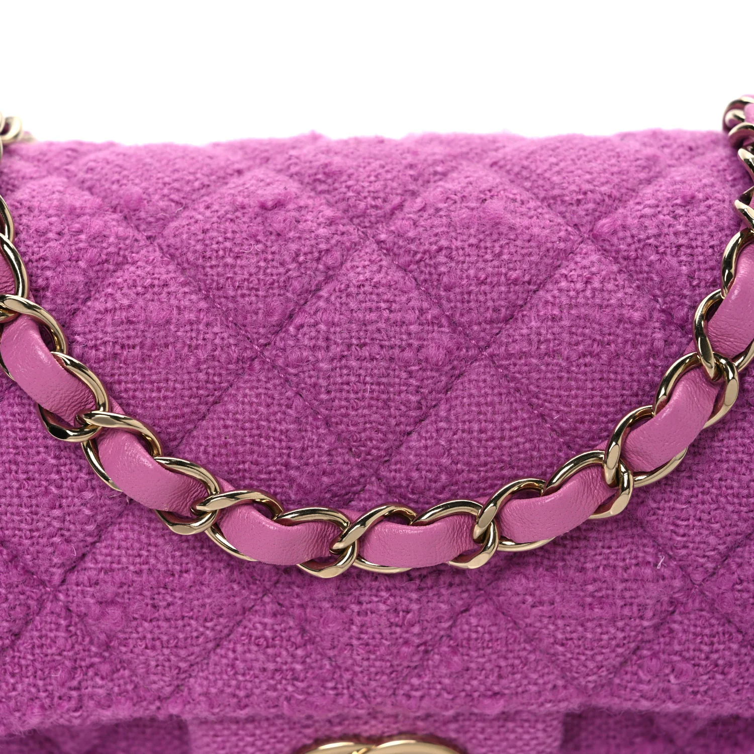 Tweed Quilted Mini Rectangular Flap Purple - Top Club