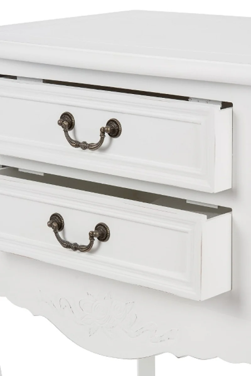 Country house style shabby chic side table with 2 drawers antique white 55 x 40 x H. 73 cm - country house style furniture