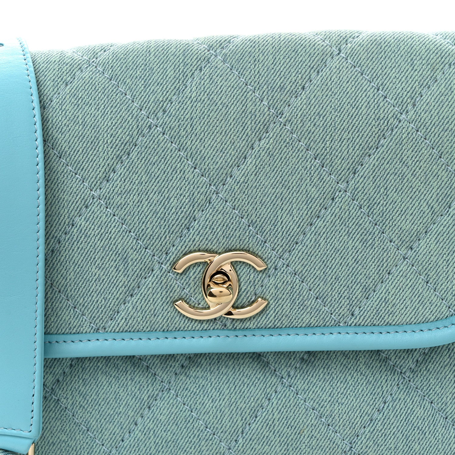 Denim Quilted Small Messenger Flap Neon Blue - Top Club