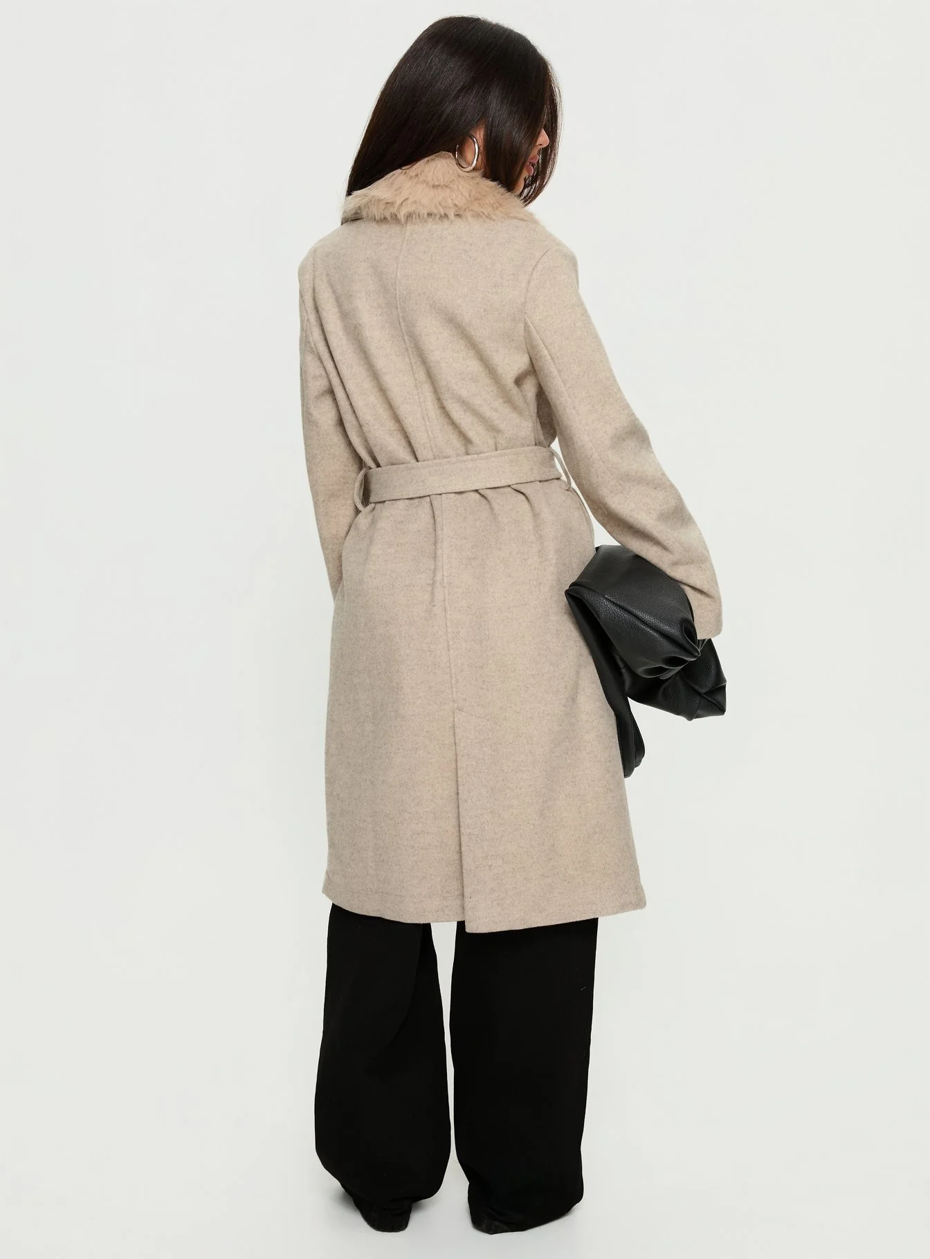 Hallyn Faux Fur Collar Coat Beige