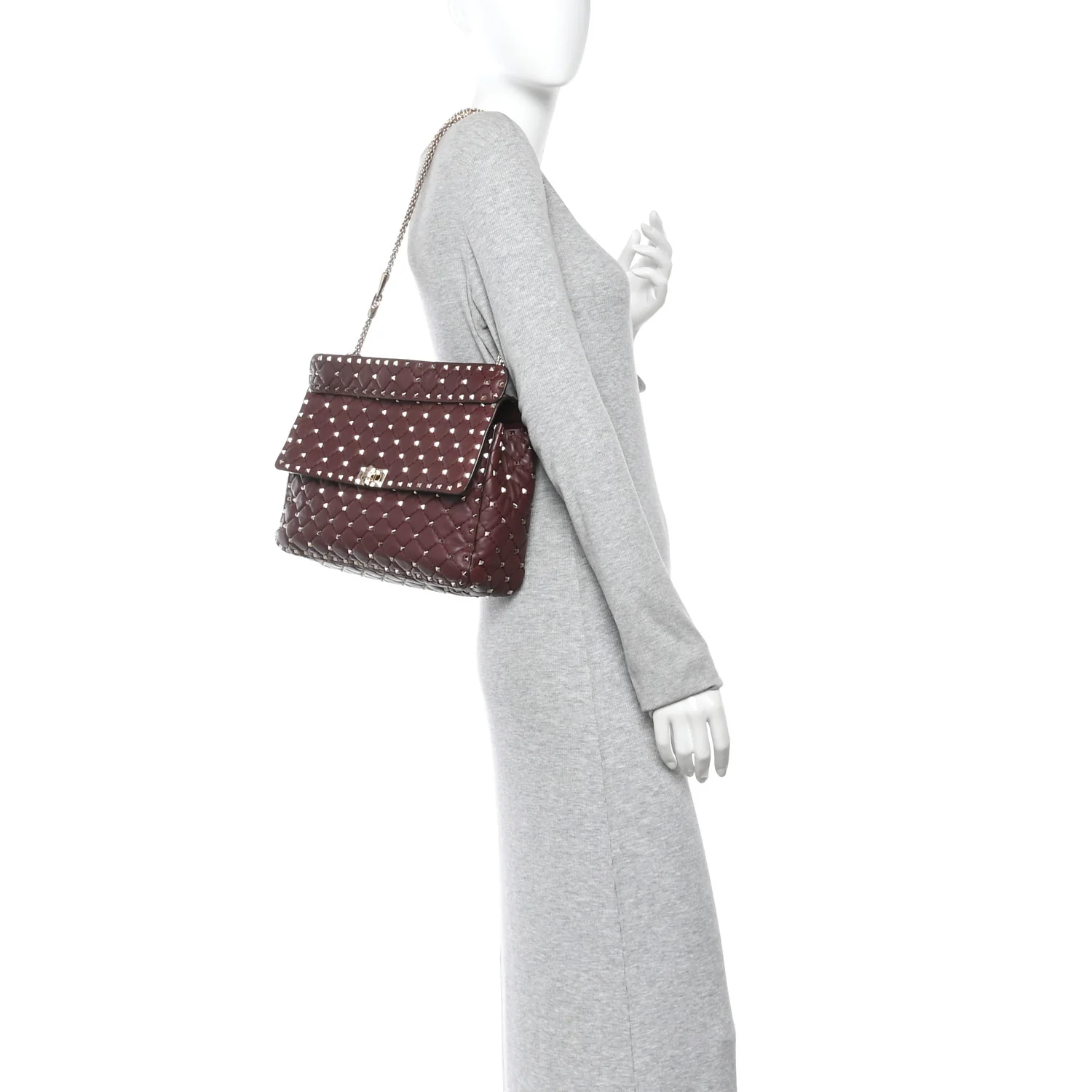 Nappa Large Rockstud Spike Shoulder Bag Rubin