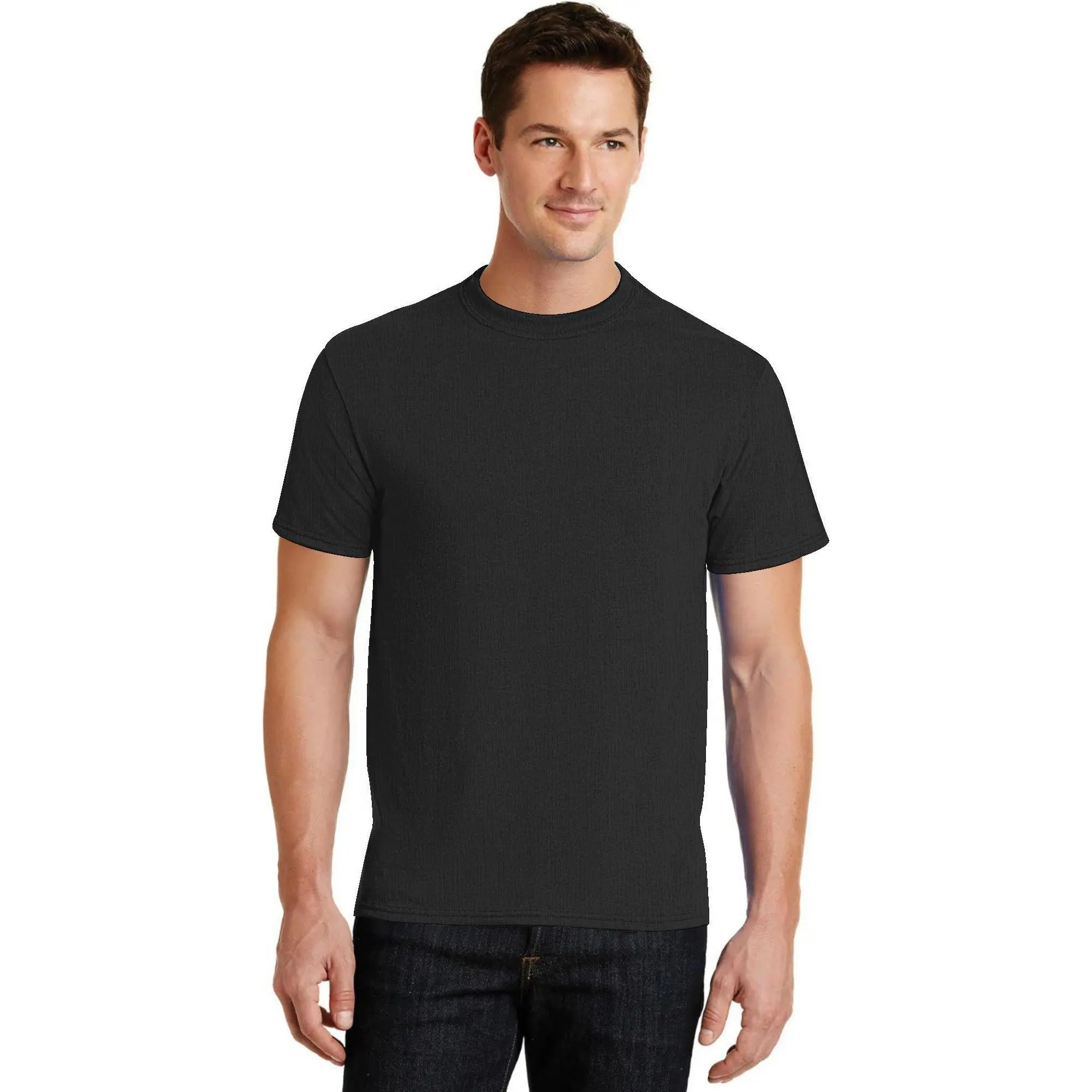 Men’s Solid Black Crew Neck Basic T-Shirt for Casual Daily Wear