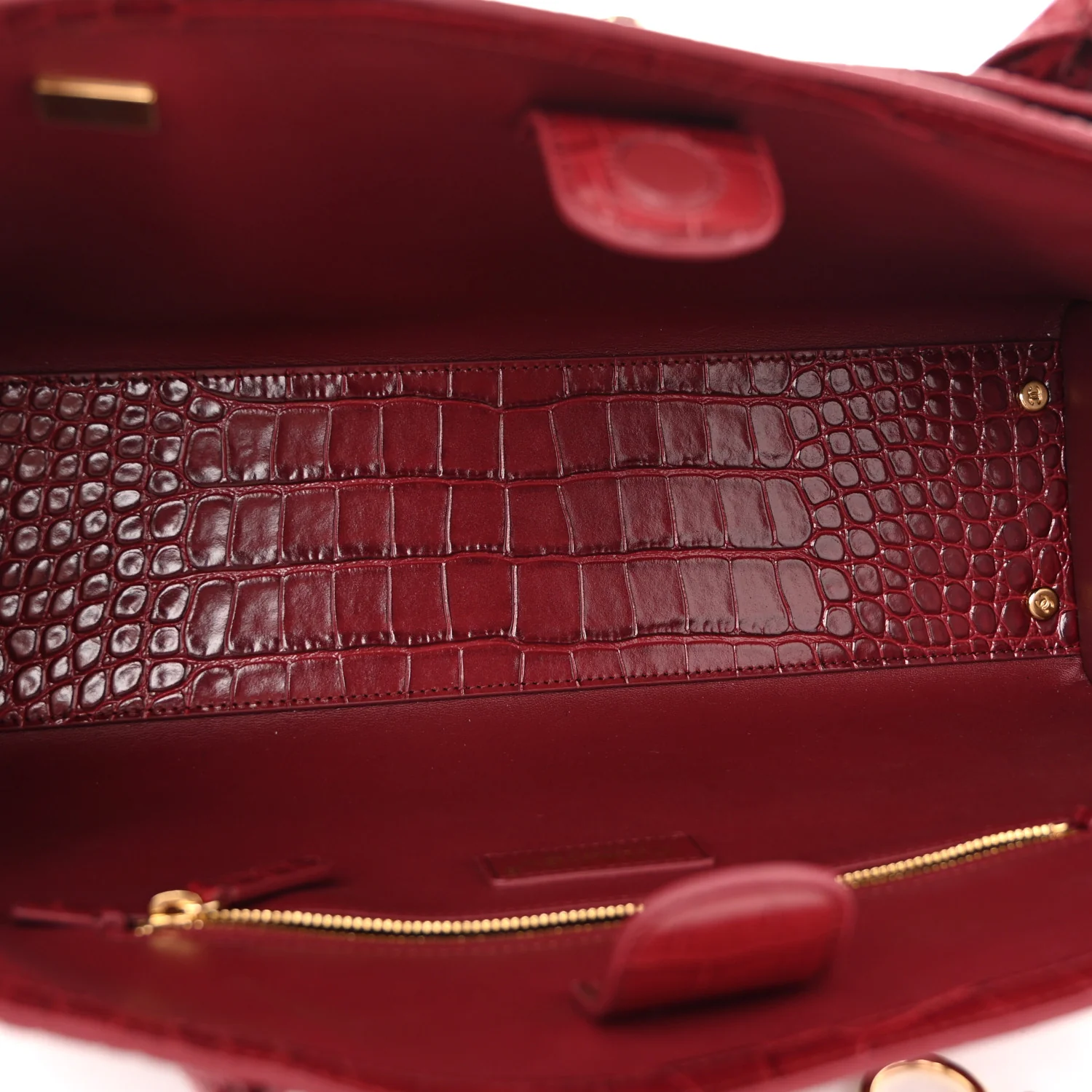 Calfskin Crocodile Embossed Archetype Small Shopper Tote Burgundy - Top Club