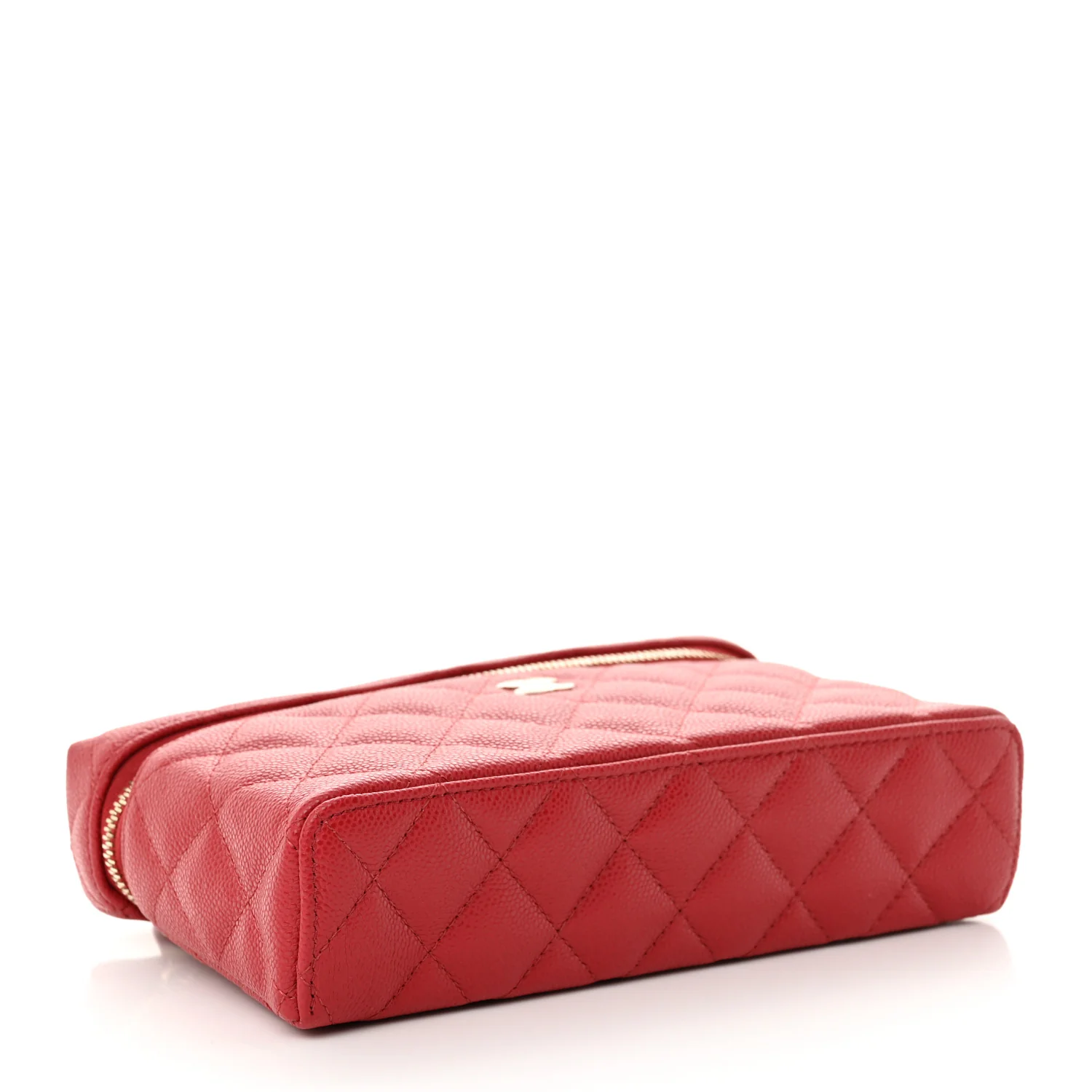 Caviar Quilted Top Handle Slim Vanity With Chain Red - Top Club