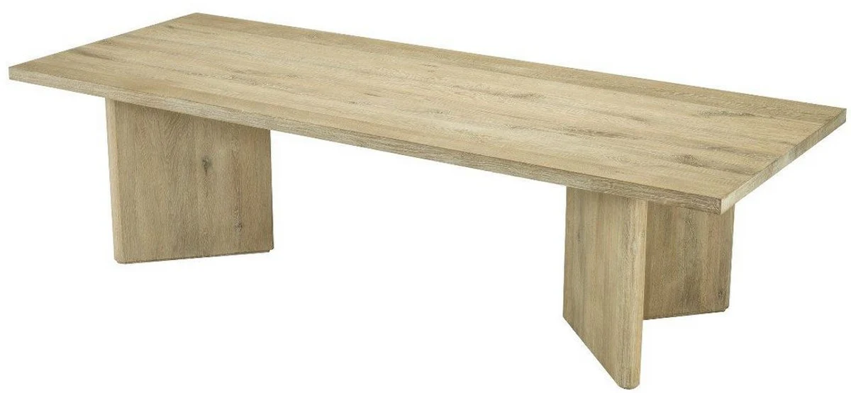 Luxury solid wood dining table natural colors 280 x 110.5 x H. 76 cm - Rectangular oak wood kitchen table - Luxury solid wood dining room furniture