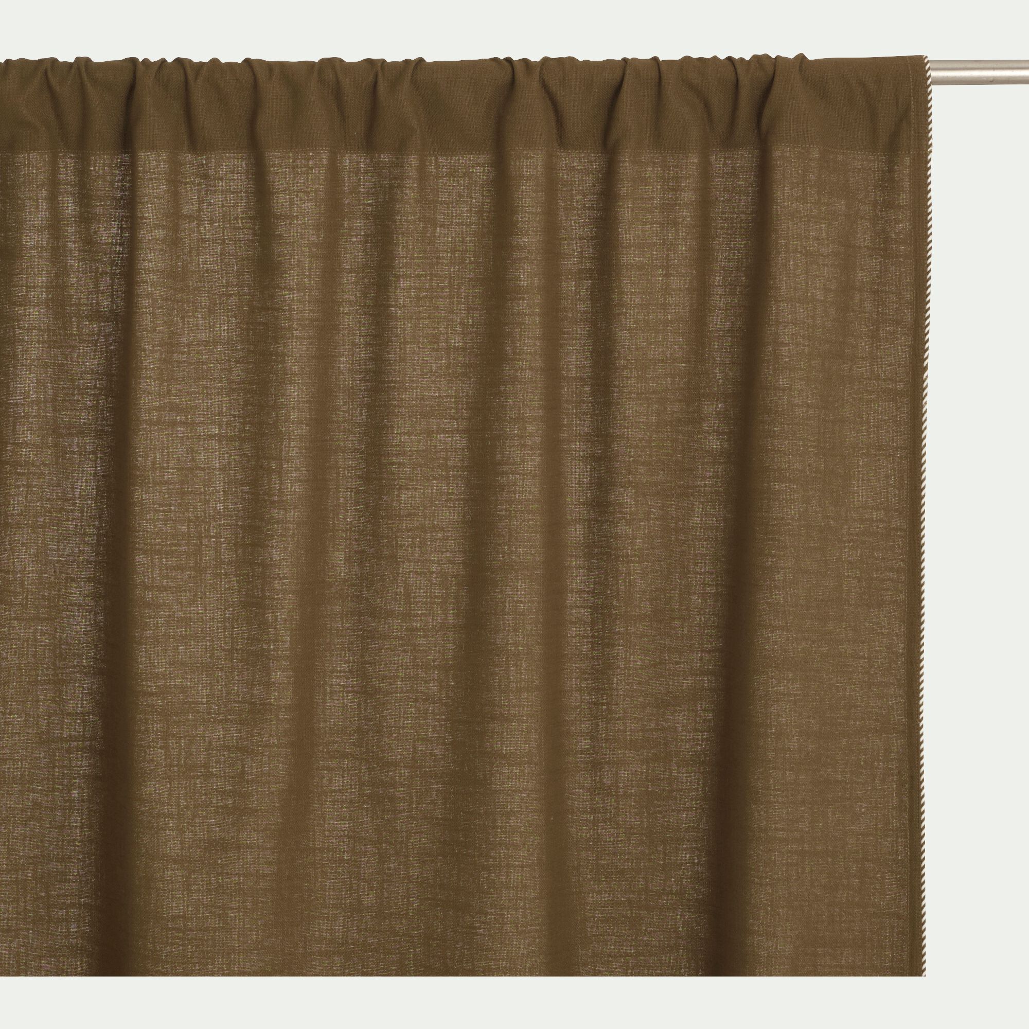 ARLES - Rideau passe-tringle en coton finition biais 140x260cm - vert mousse