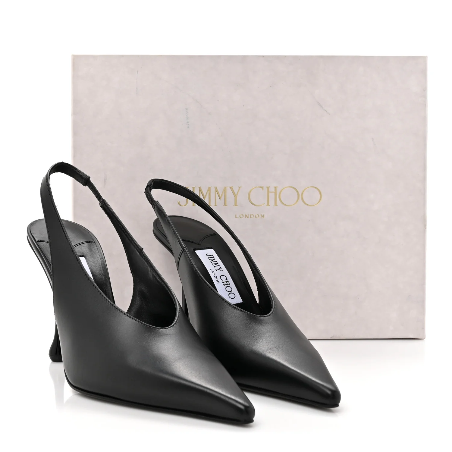 Calfskin Isa 95 Slingback Pumps 38.5 Black - Top Club