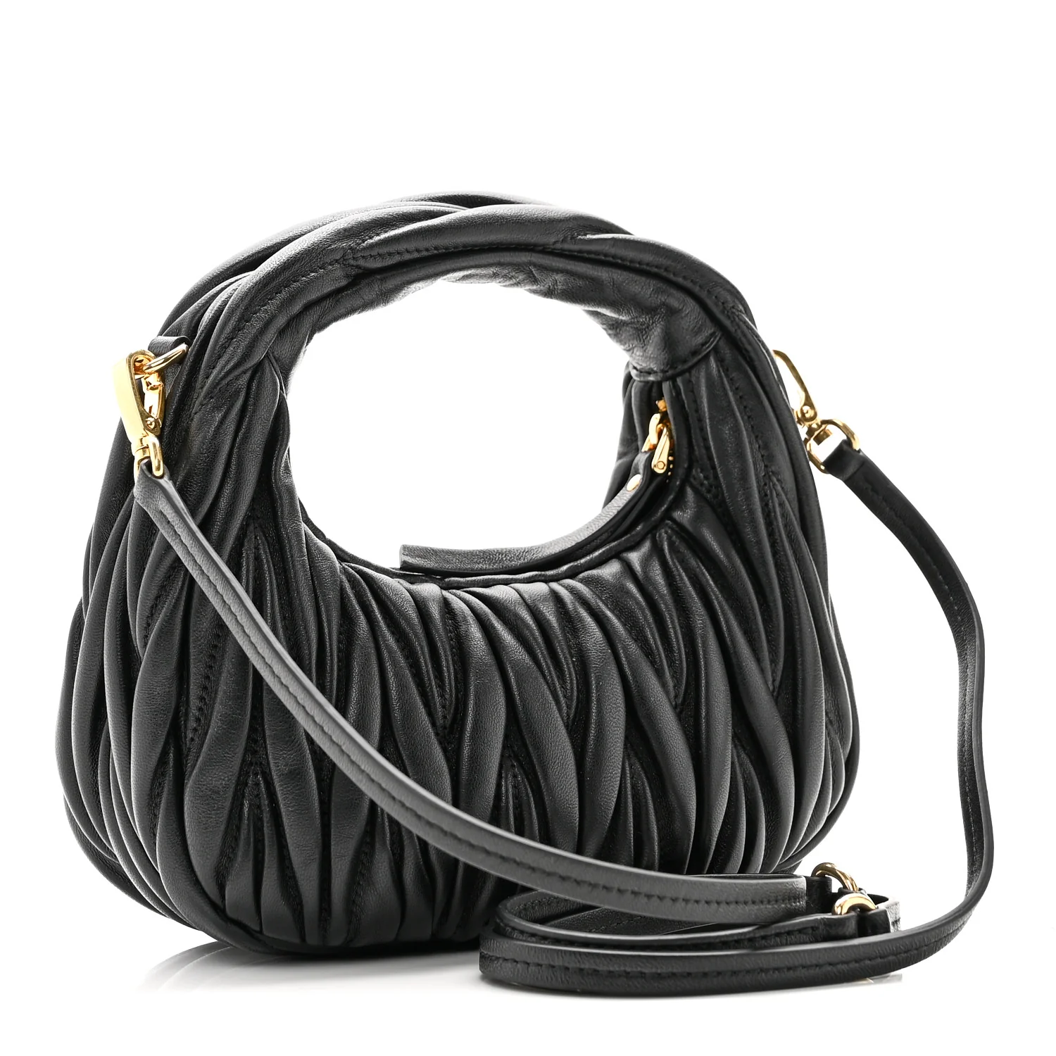 Nappa Matelasse Mini Wander Hobo Black - Top Club