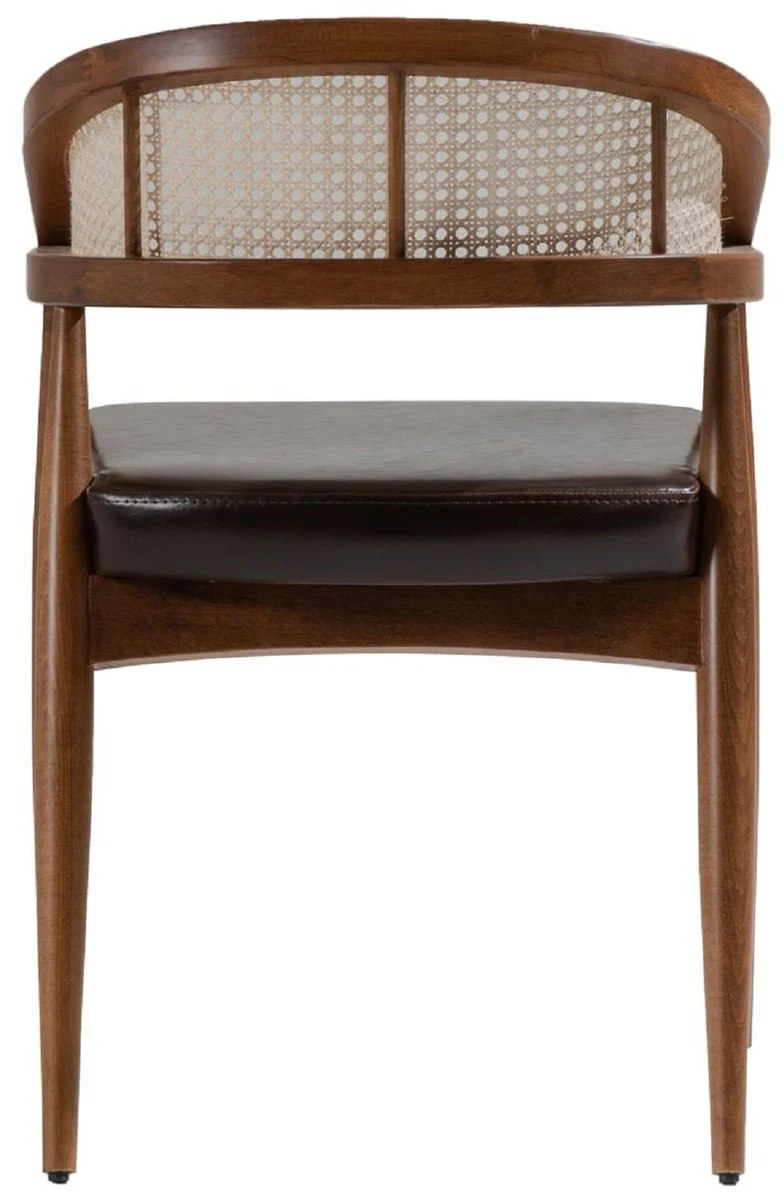 Luxury dining room chair with armrests brown / natural / black H. 79 cm