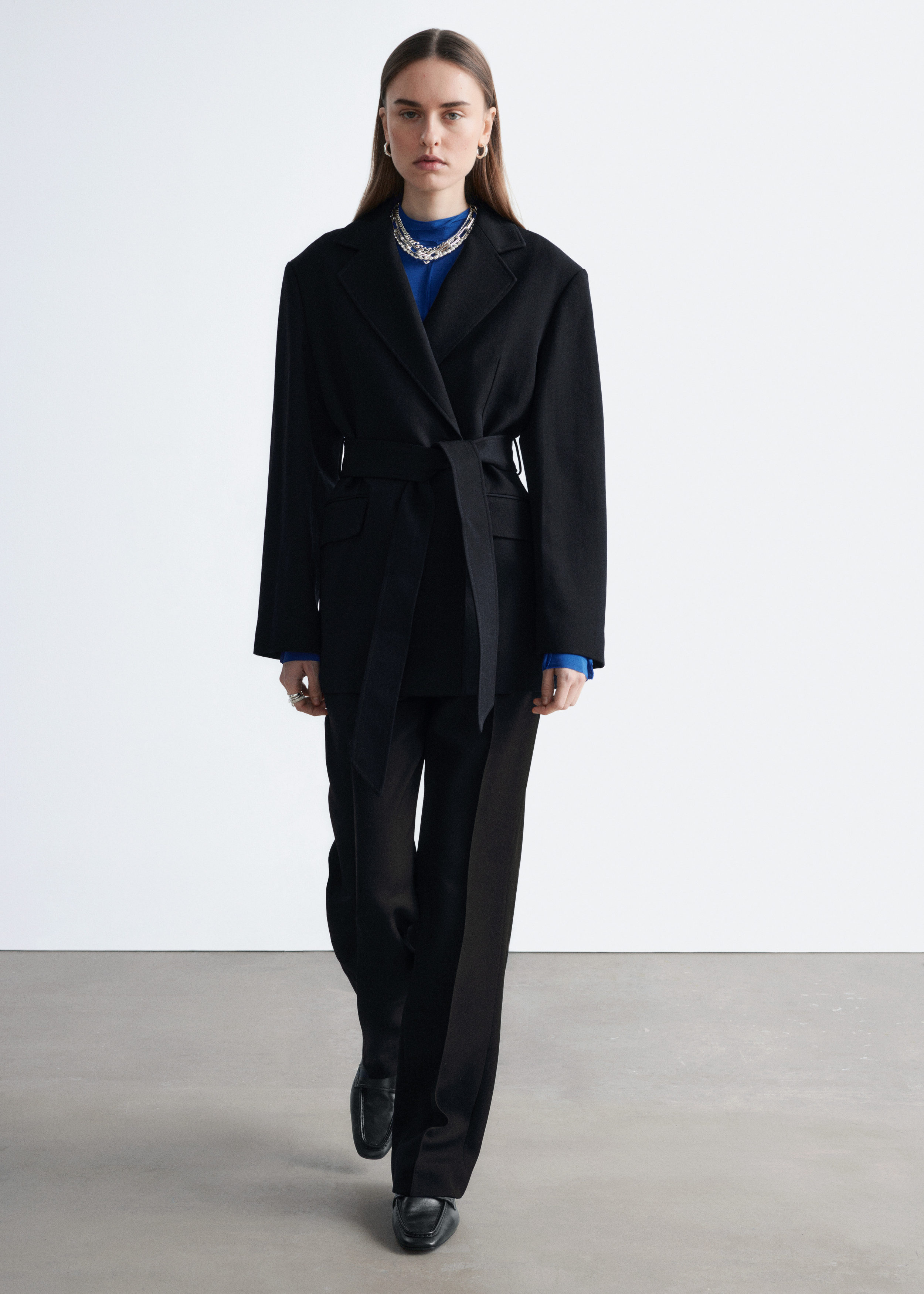 & Other Stories WOOL TIE-BELT BLAZER