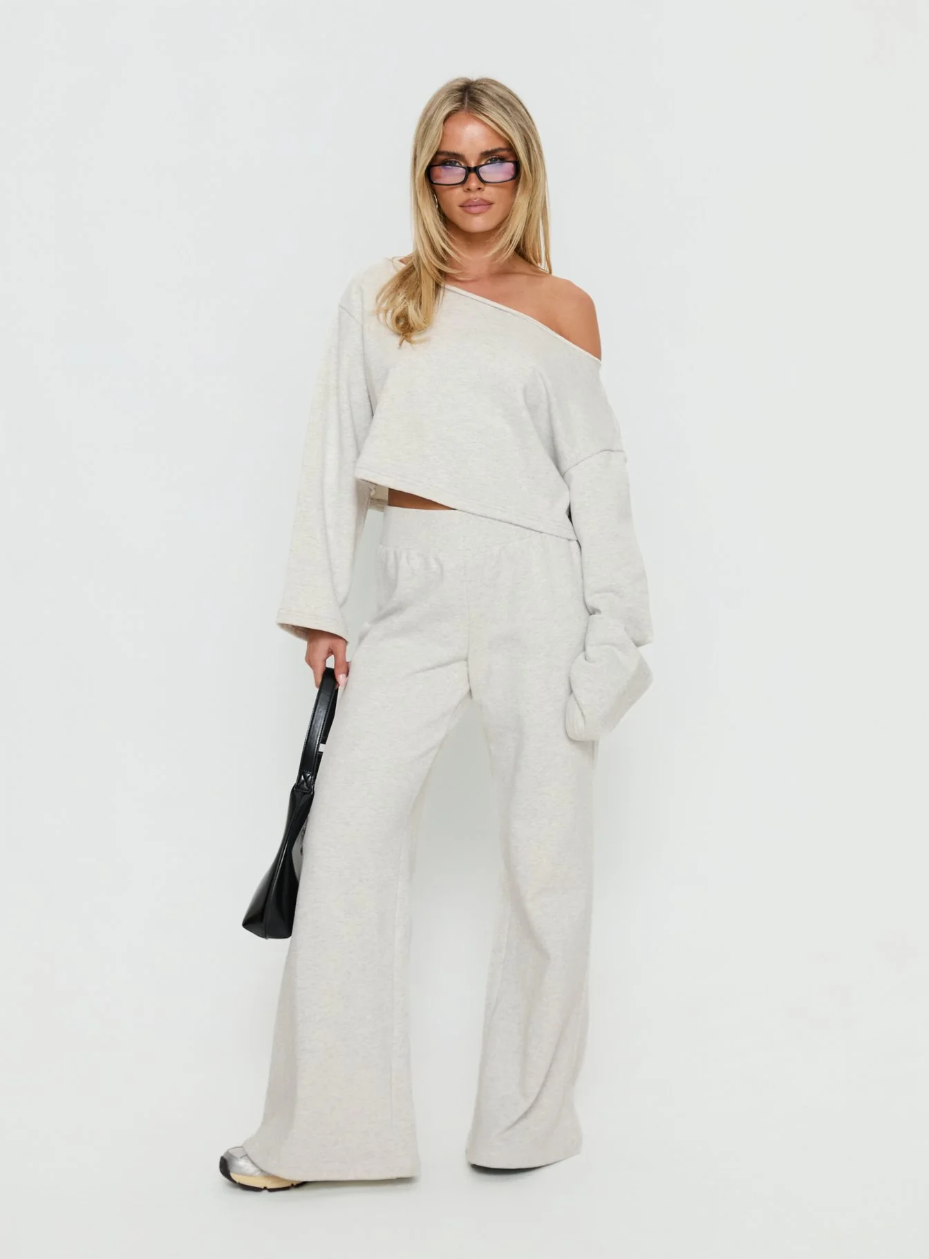 Retreat Raw Edge Off Shoulder Jumper Snow Marle