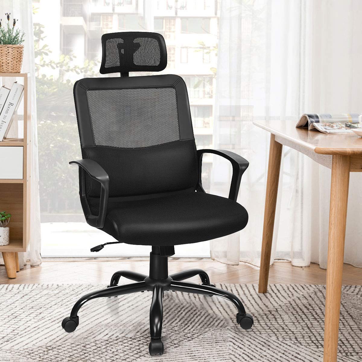BEFOUNDLOVELY Mesh Office Chair, Ergonomic High Back Computer Desk Chair with Adjustable Headrest & Lumbar Support