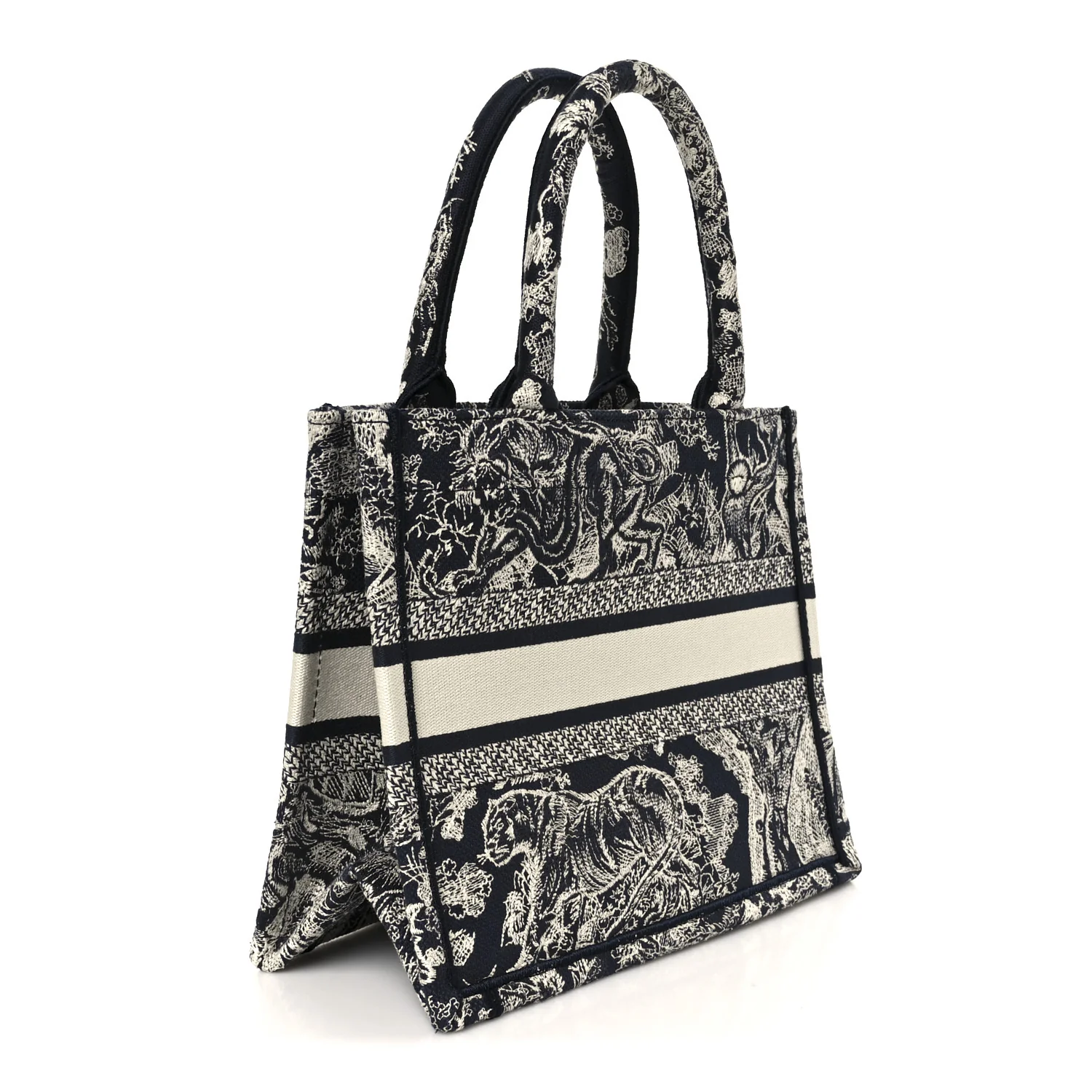 Canvas Embroidered Small Dioriviera Toile De Jouy Book Tote Blue - Top Club