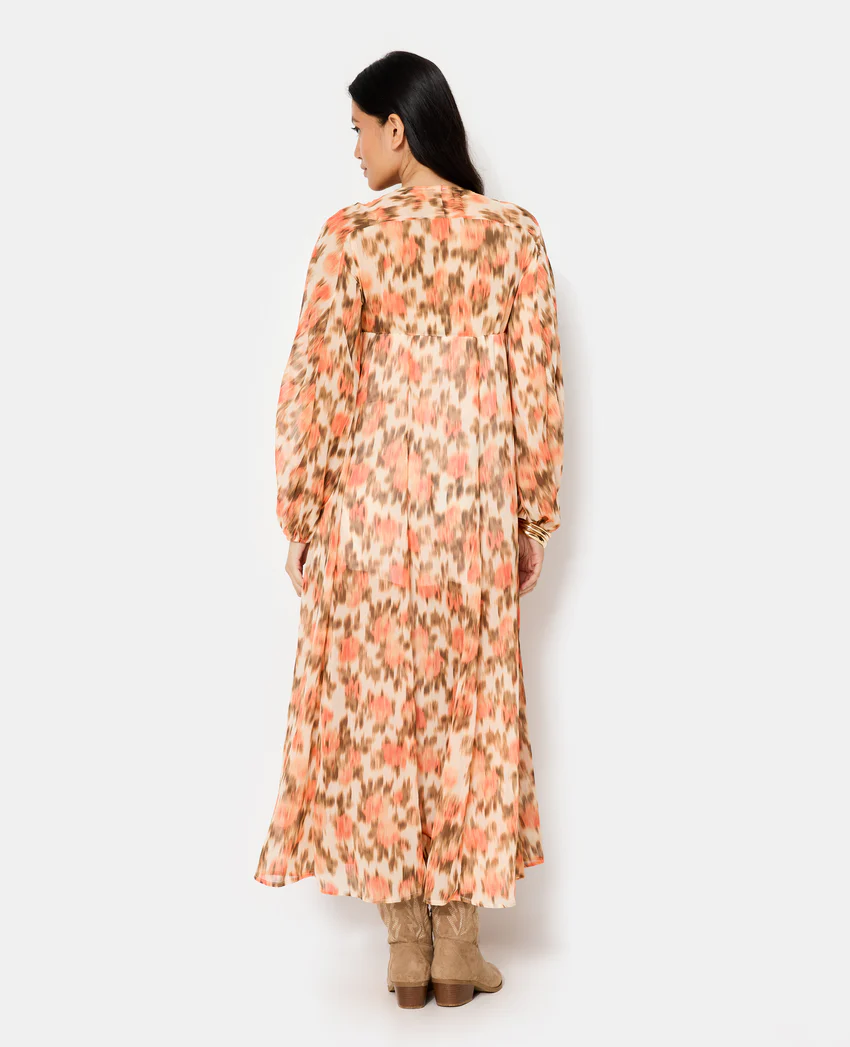 Pimkie Robe longue en voile avec volants motif fleurs floues