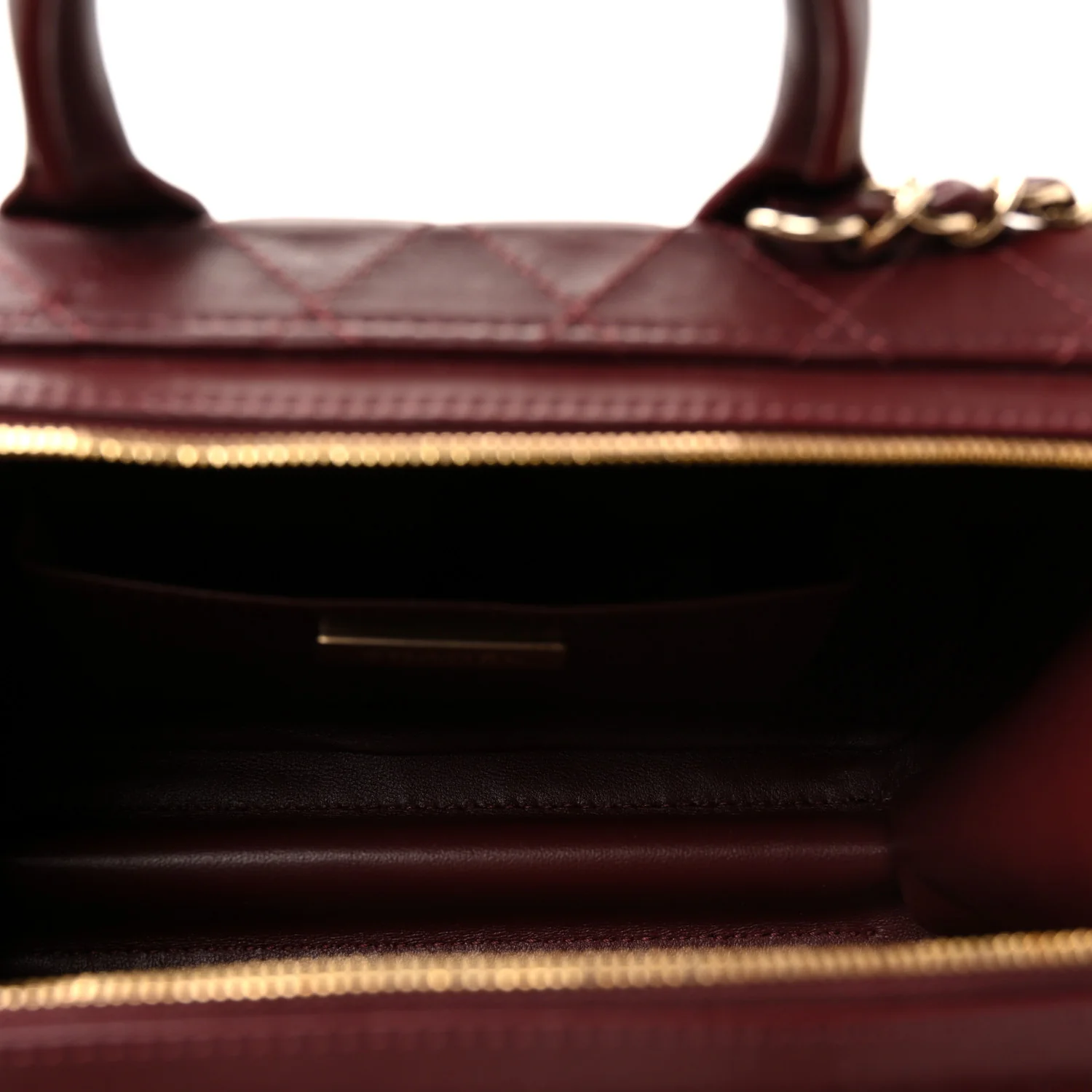 Calfskin Quilted Studded Square Vanity Case Burgundy - Top Club