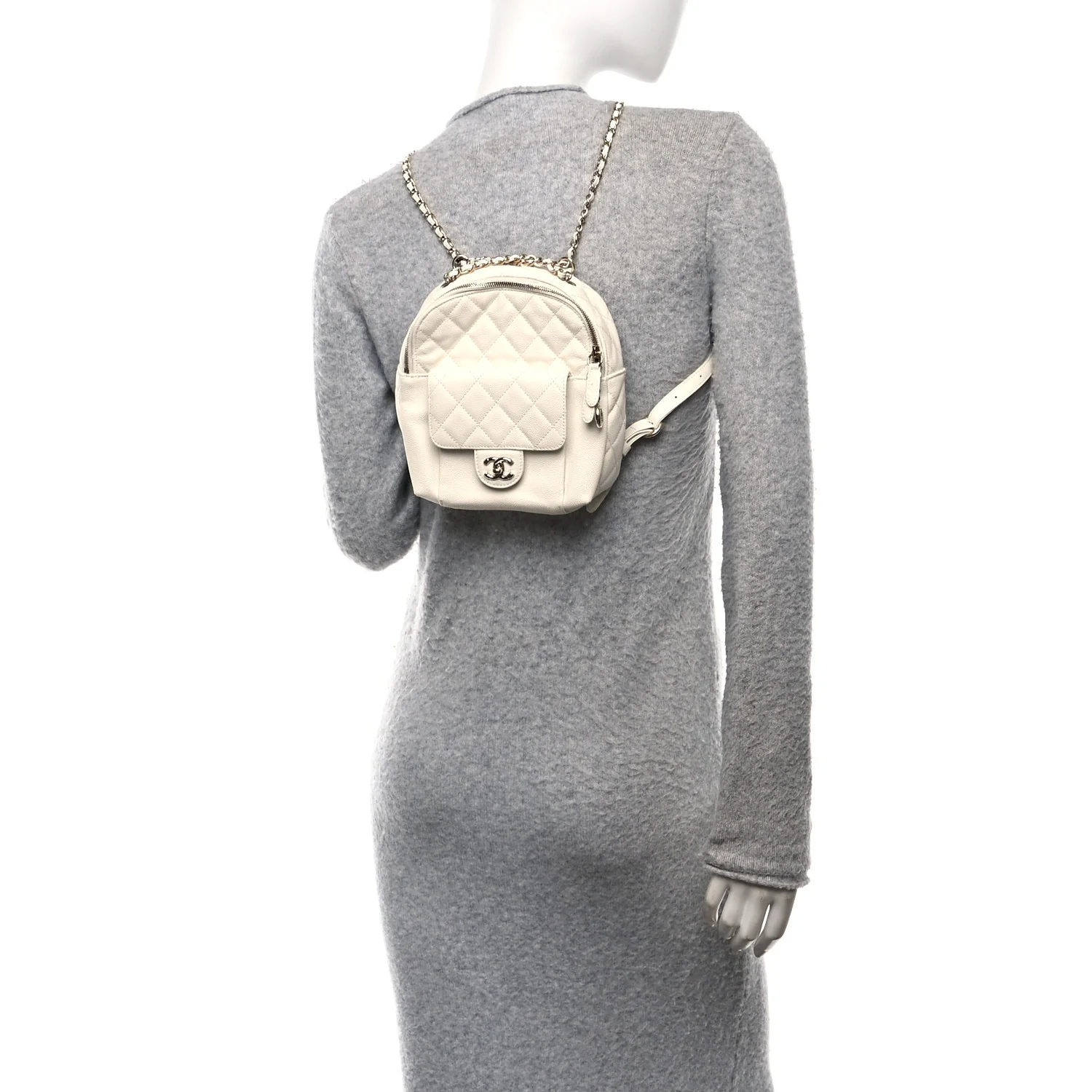 Caviar Quilted Small CC Day Backpack White - Top Club