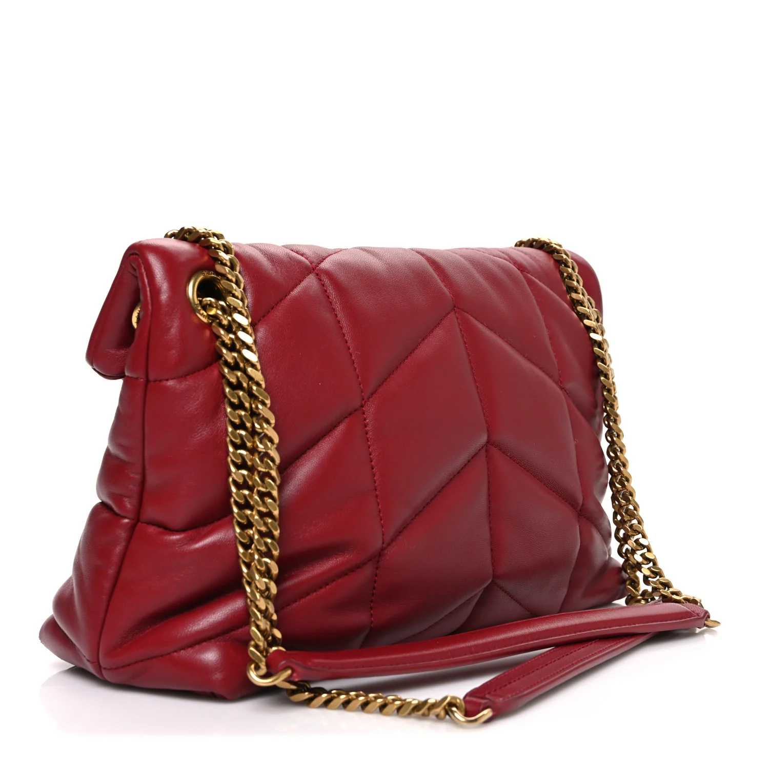 Lambskin Quilted Small Loulou Puffer Monogram Chain Satchel Red - Top Club