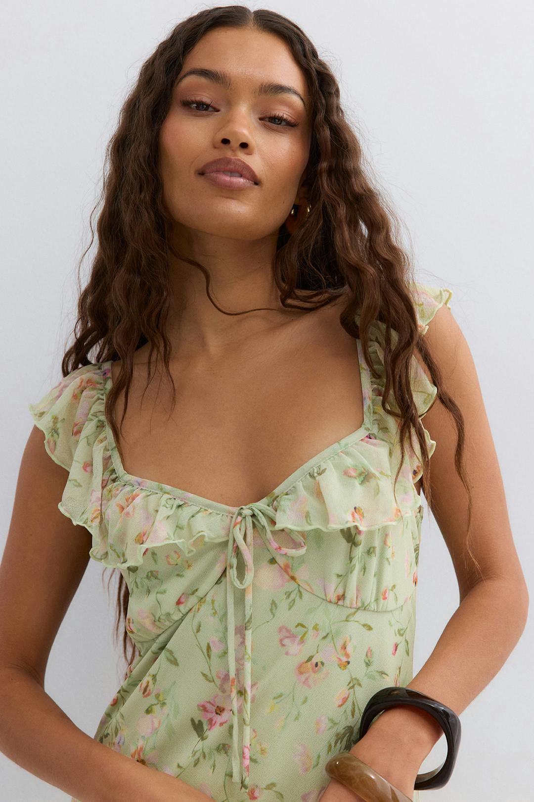 Gina Tricot frill maxi dress