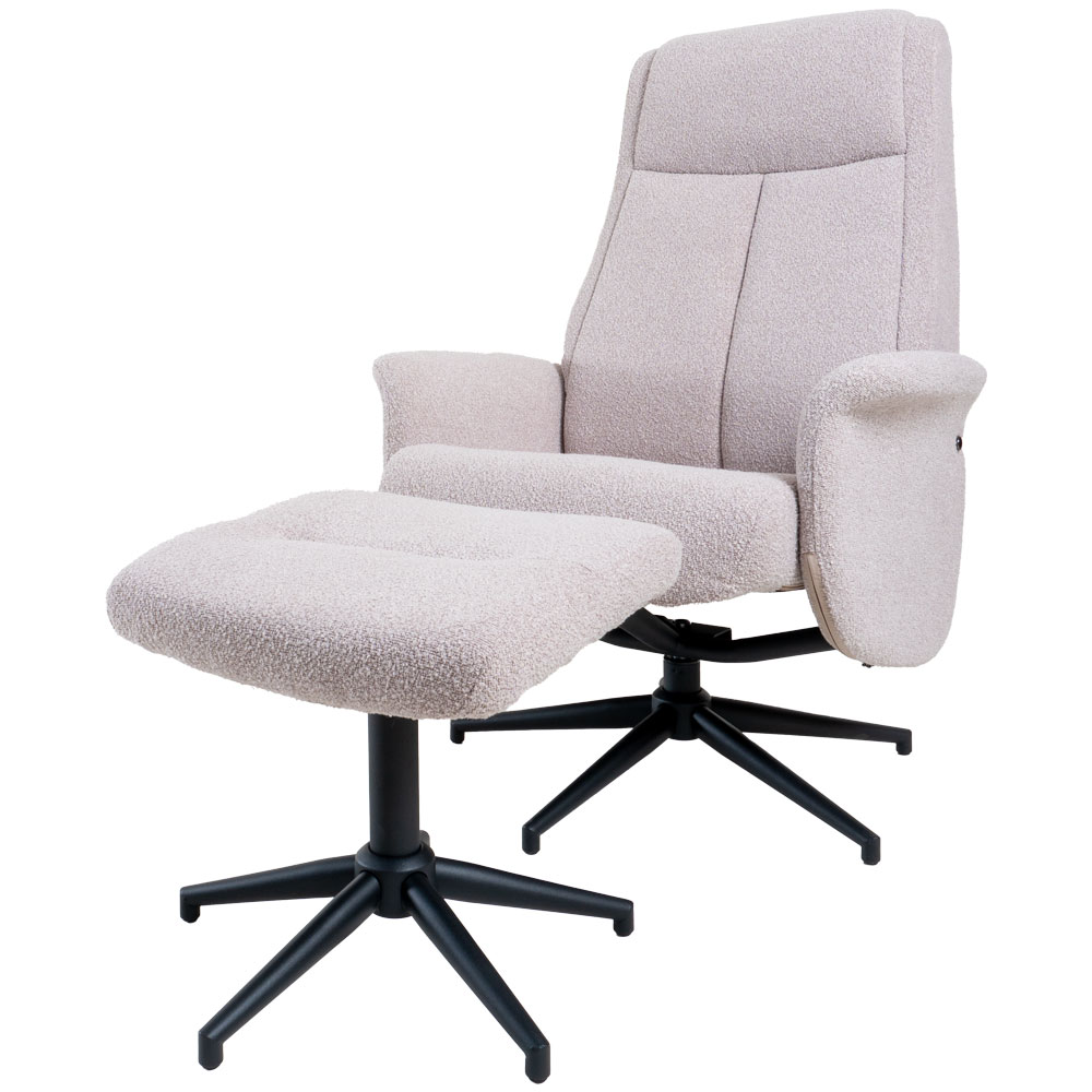Relaxfauteuil Bindy + Hocker Bouclé Naturel