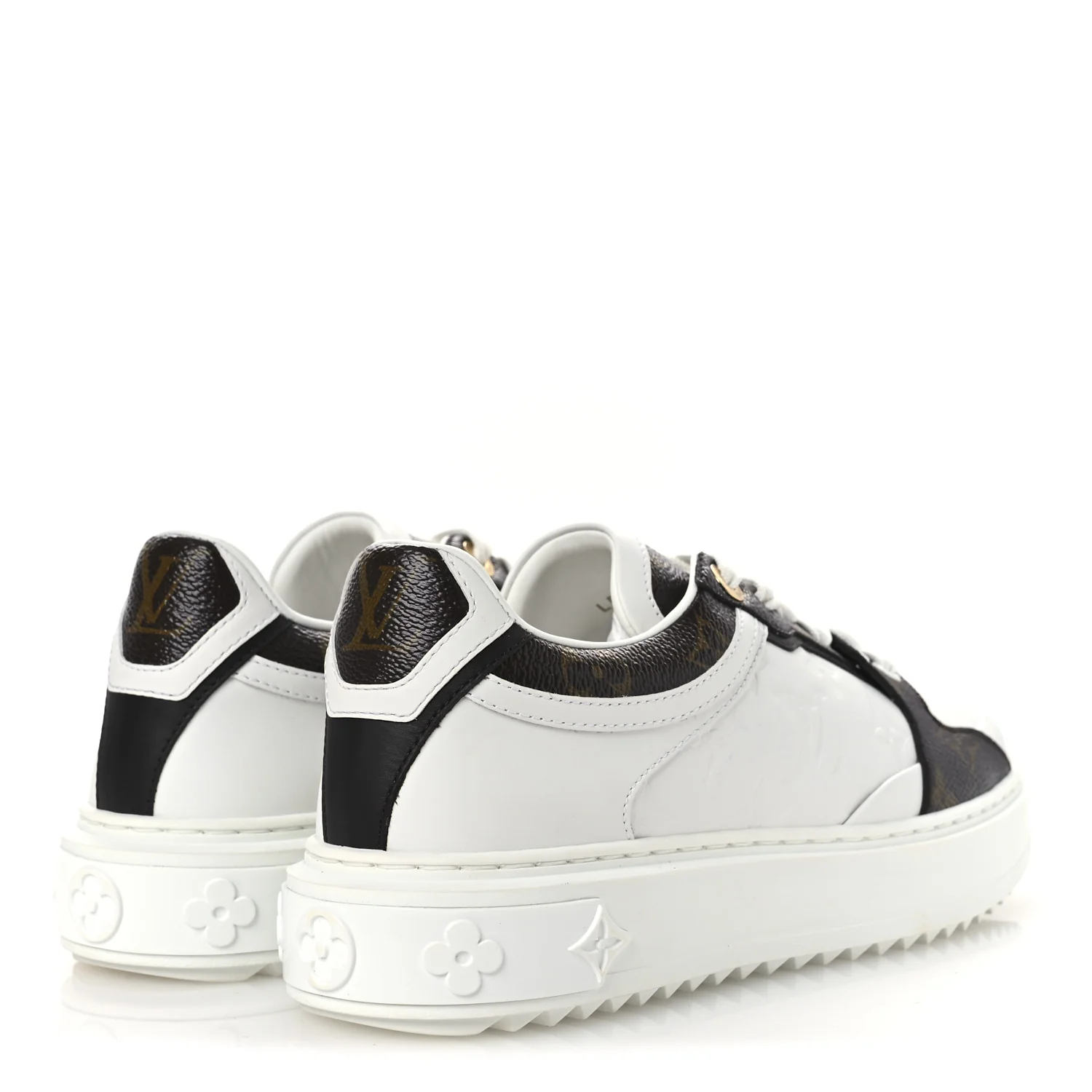Lambskin Embossed Monogram Time Out Sneakers 39 White Brown - Top Club