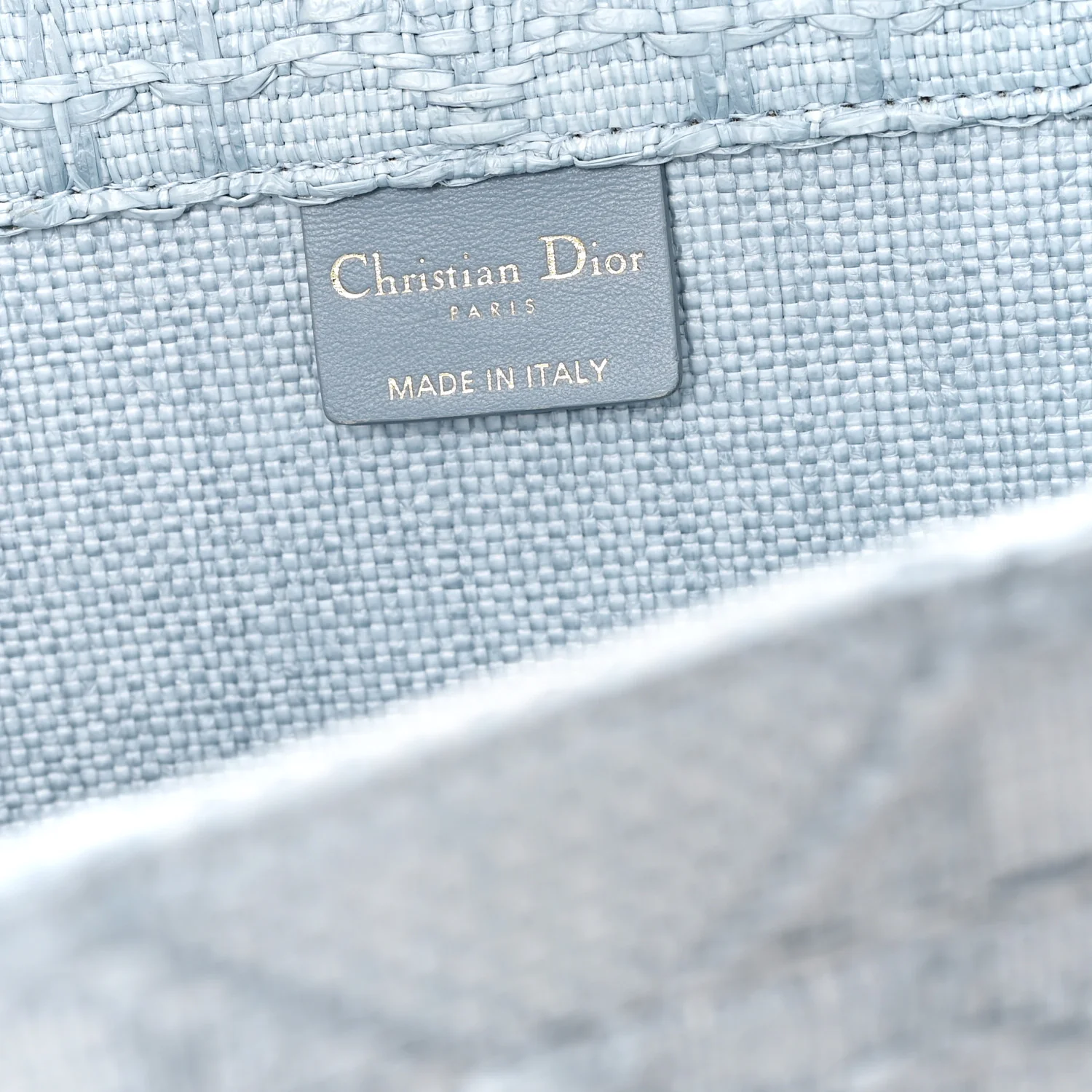 Raffia Cannage Medium Book Tote Blue - Top Club
