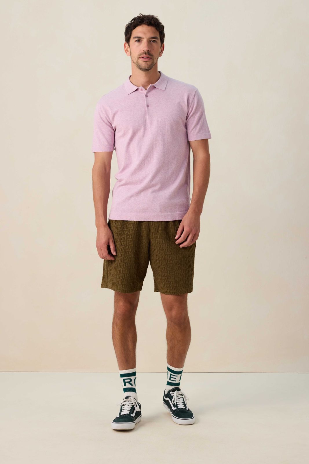 Lichtpaarse gebreide polo