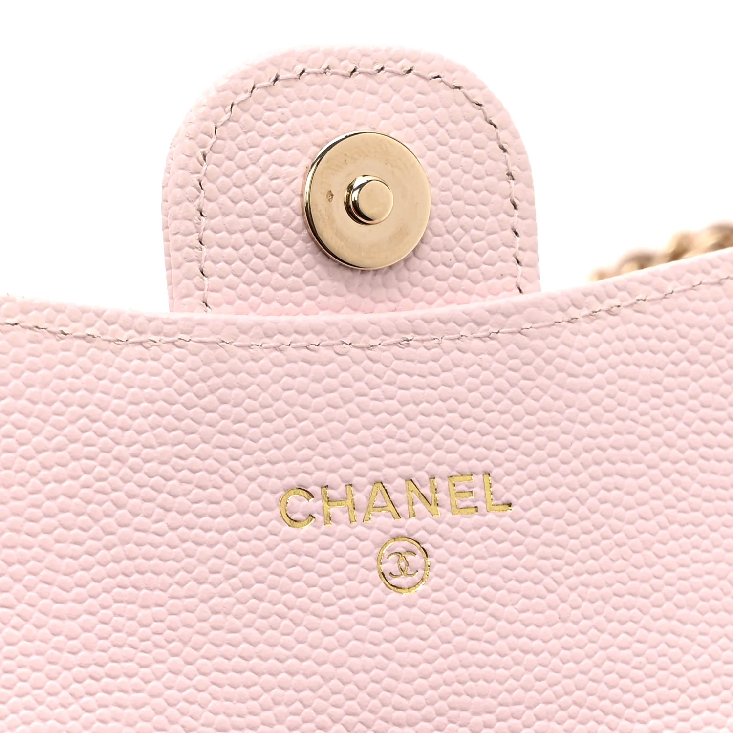Caviar Quilted Flap Card Holder On Chain Pink - Top Club