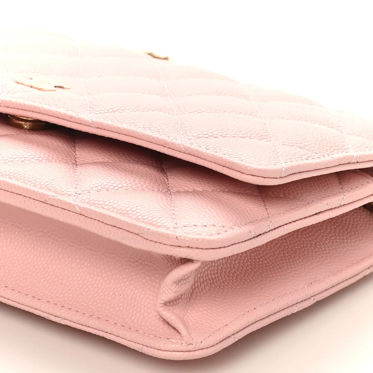 Caviar Quilted Wallet on Chain WOC Light Pink - Top Club