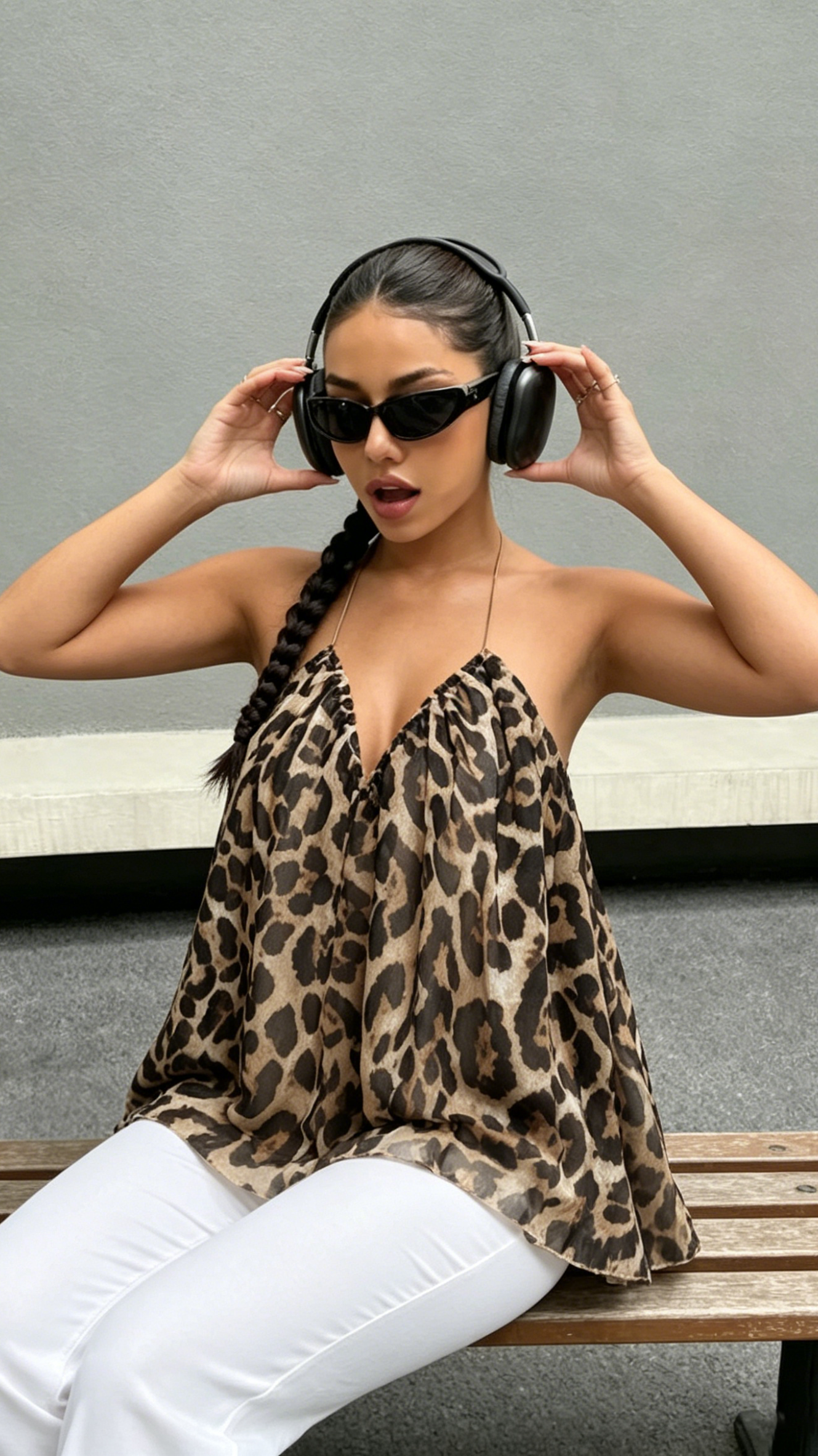 Women's Leopard Print Halter Camisole Top - Sleeveless V-Neck Flowy Blouse - Nordfashionstorm - Women's Clothing, Fashion for You - Nordfashionstorm.com