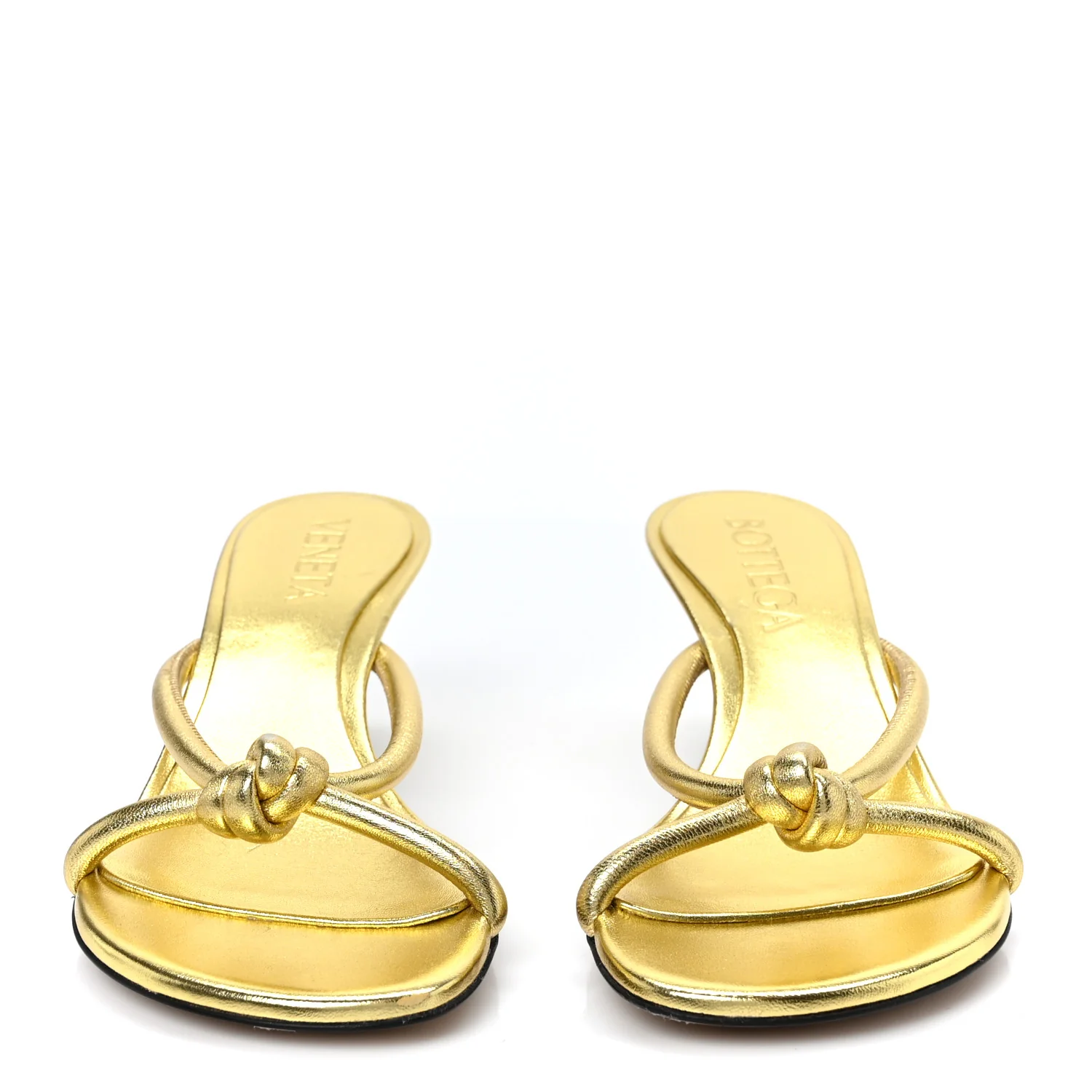 Metallic Nappa Blink Knot Mule Sandals 37.5 Gold - Top Club