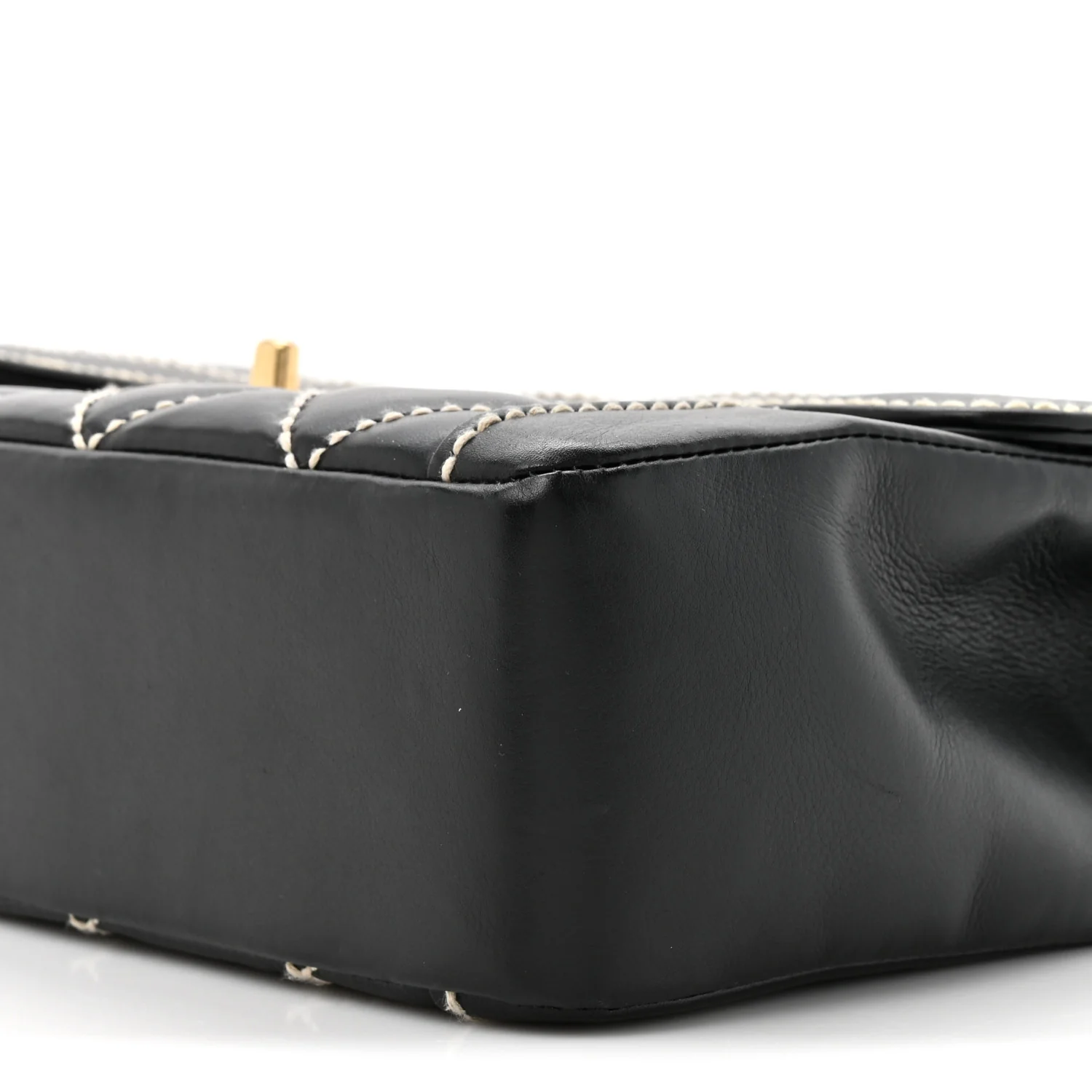 Calfskin Quilted Wild Stitch Large Top Handle Flap Black - Top Club
