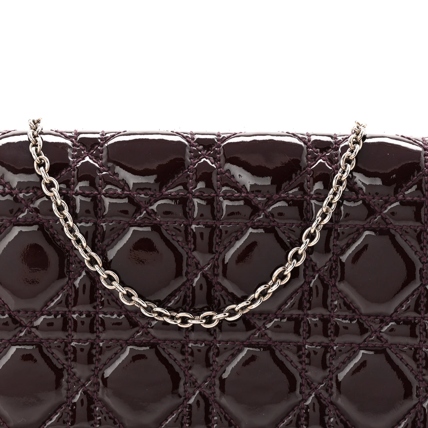 Patent Cannage Lady Dior Chain Wallet Purple - Top Club