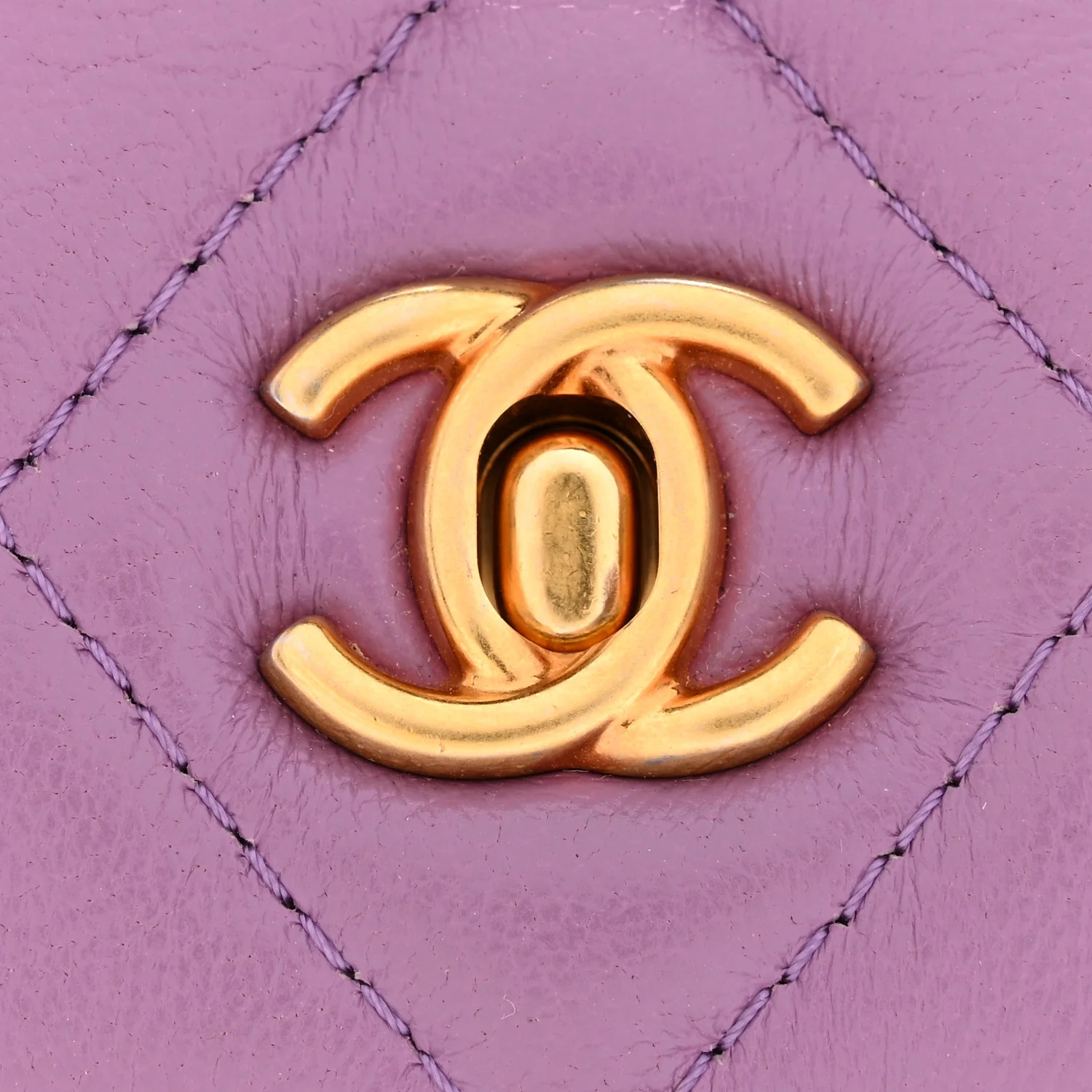 Shiny Lambskin Quilted Extra Mini Flap Purple - Top Club